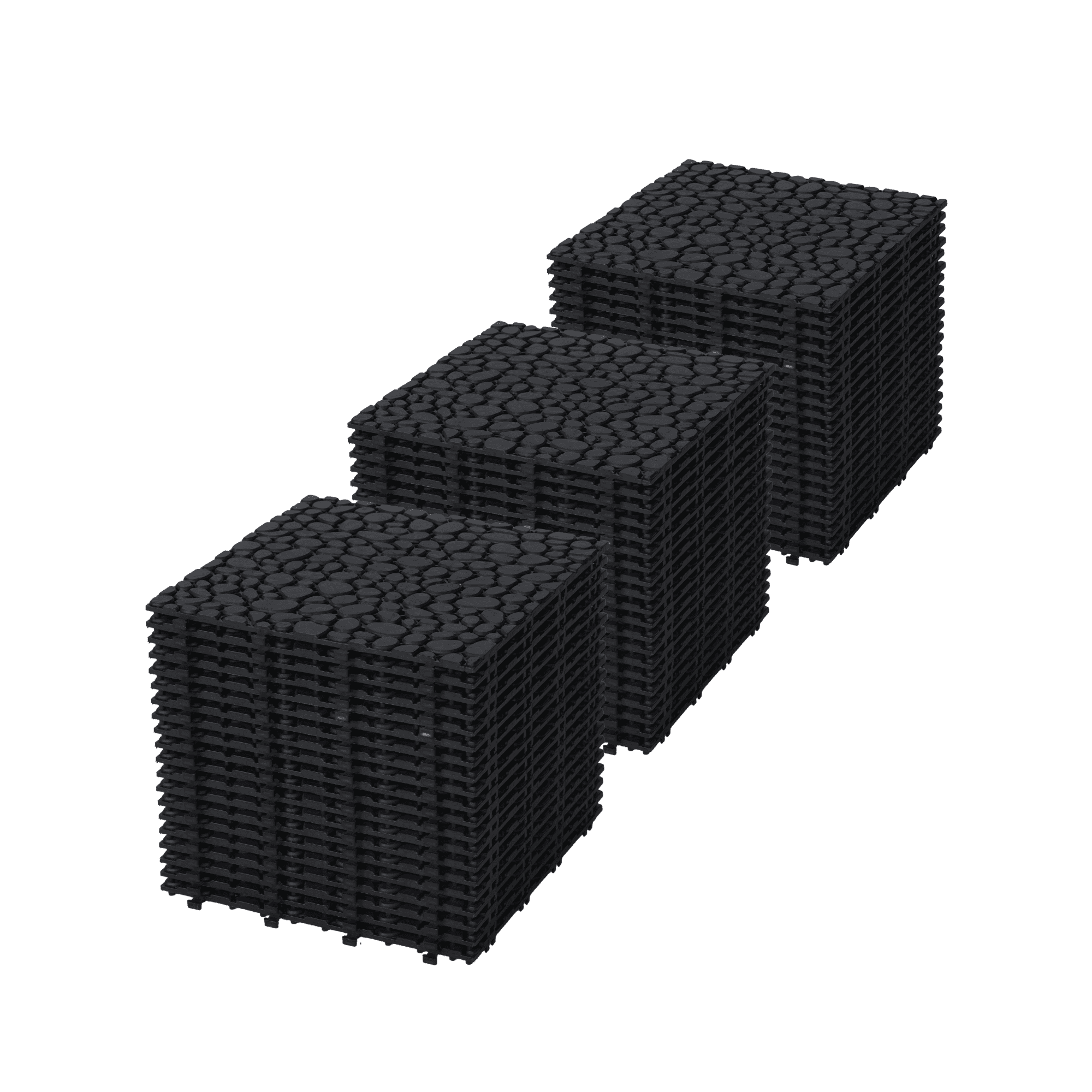 Jopath Interlocking Deck Tiles, Waterproof Outdoor Flooring with Pebble Stone Pattern (Black, 60 Pack, 12 in x 12 in) thotv