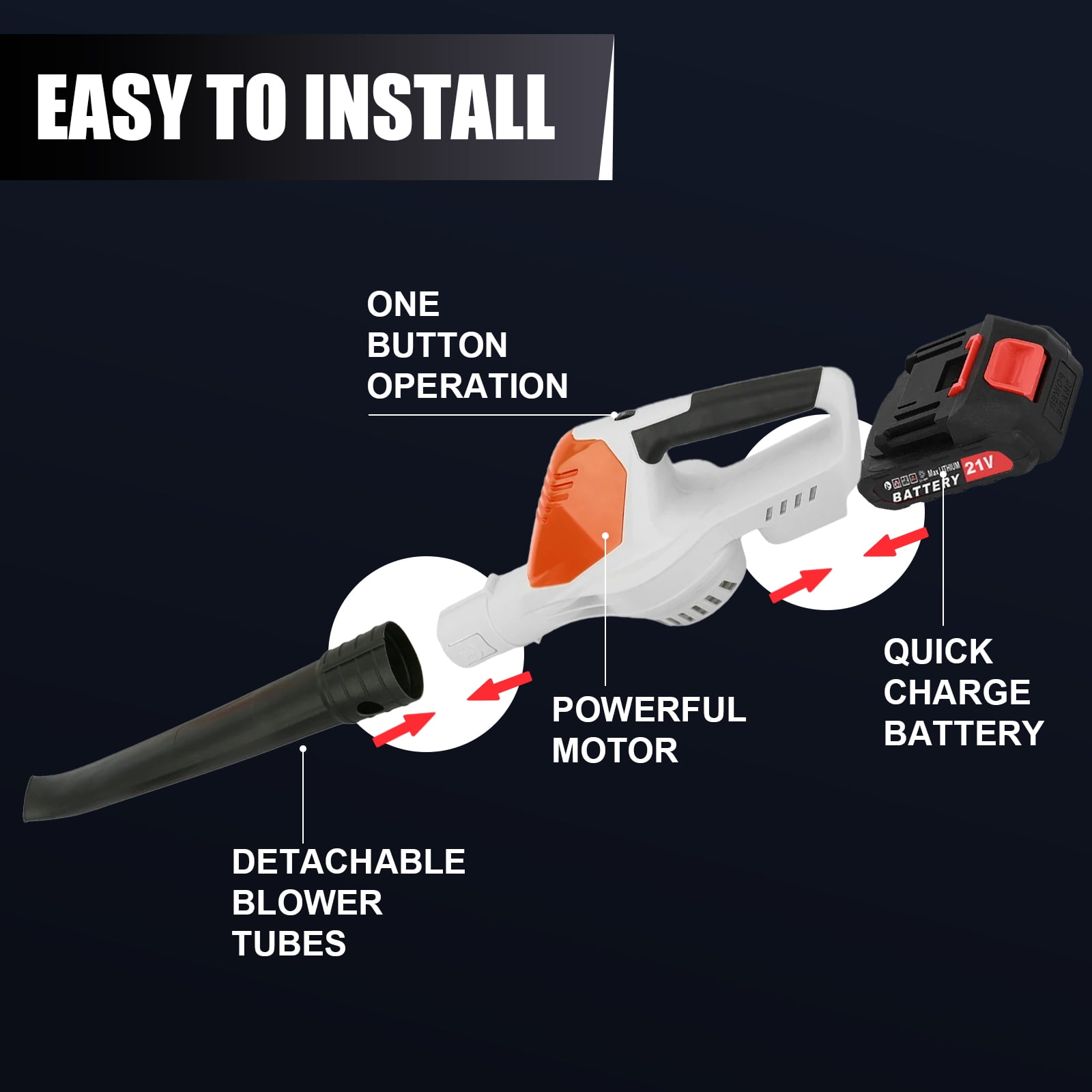 Torio Cordless Leaf Blower, 5-Speed Electric Power Sweeper with 2 Batteries (White, 3.5 lb) y9qve