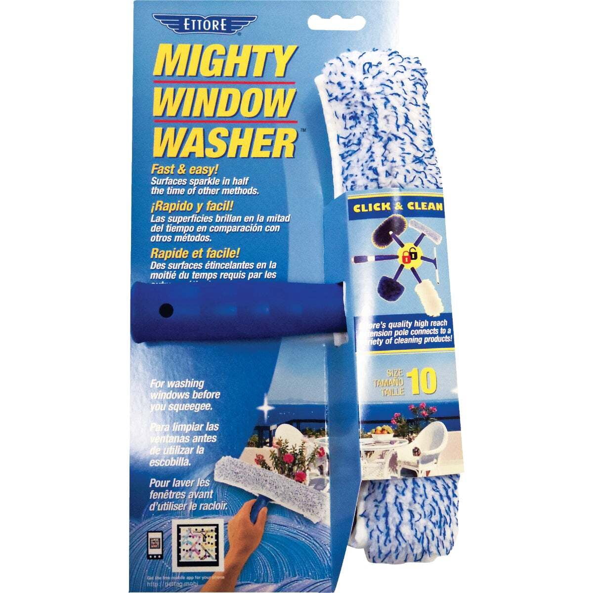 Ettore Mighty Window Squeegee with Ergonomic Handle (10 in) bcc6k