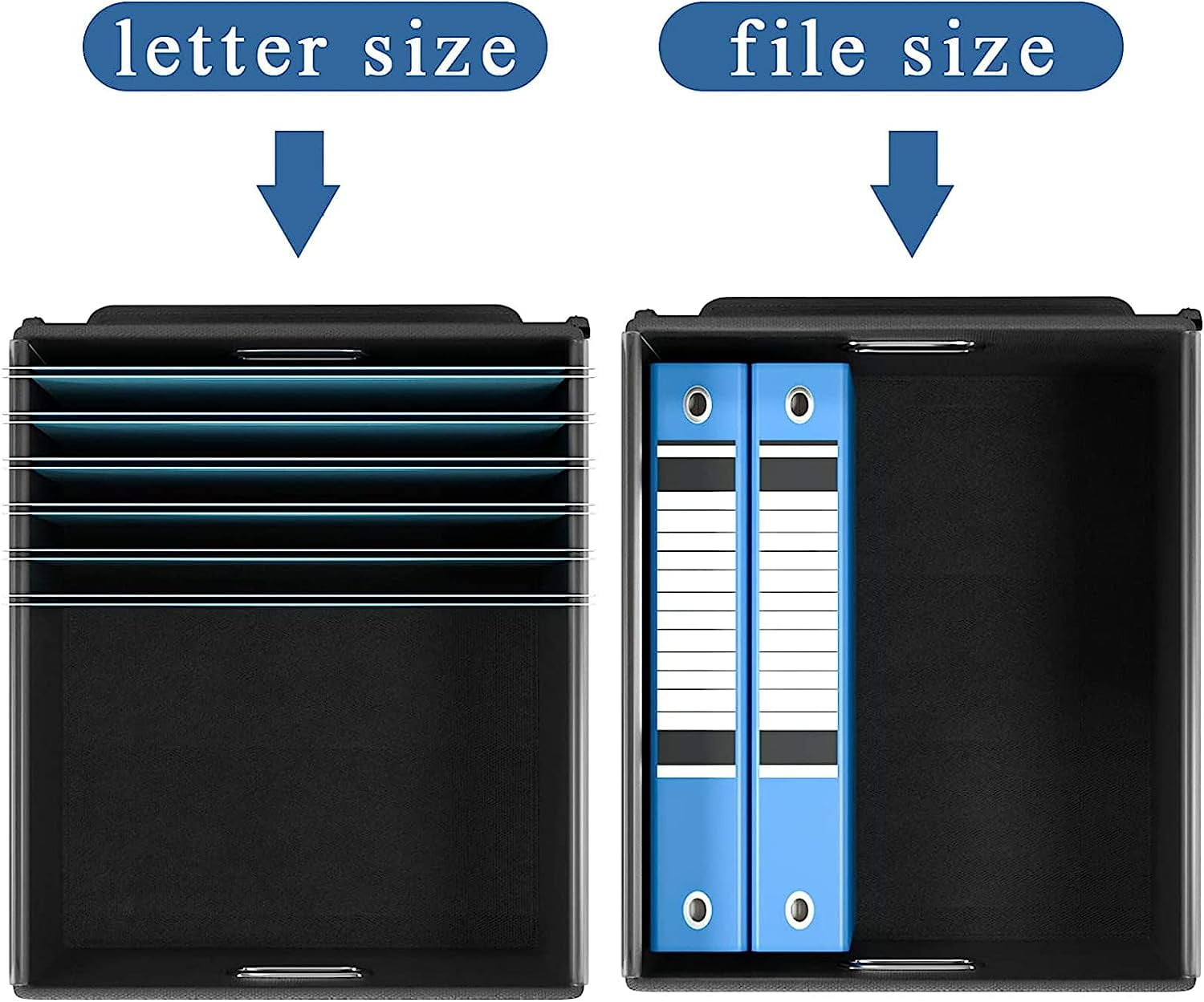 Gijjgole Collapsible Faux Leather Hanging File Folder Box Organizer with Lid and Plastic Slides (Black, 14.9 in x 12.7 in x 10.8 in) 722hx