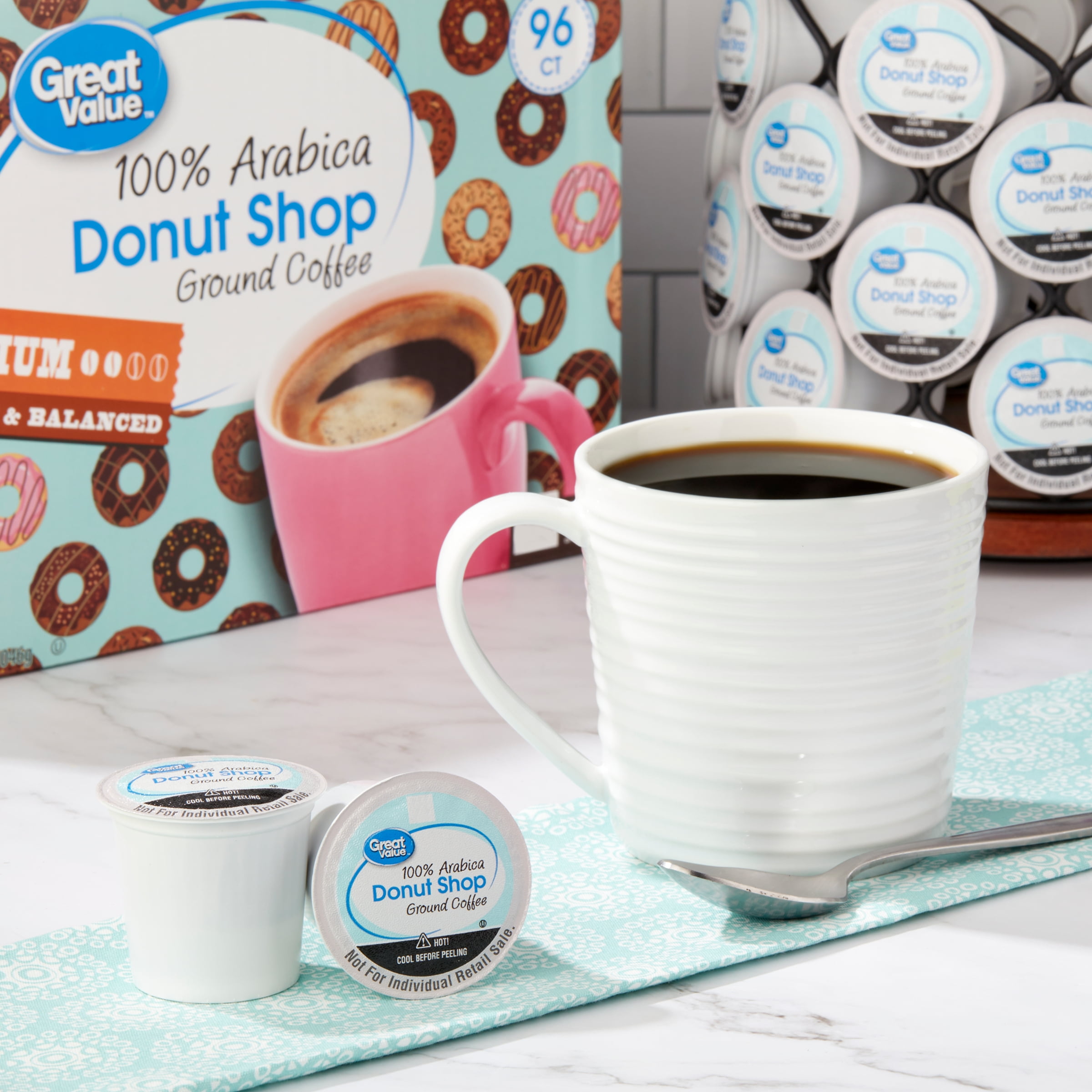 Great Value Donut Shop Medium Roast Ground Coffee Pods (48 Count) fu3si