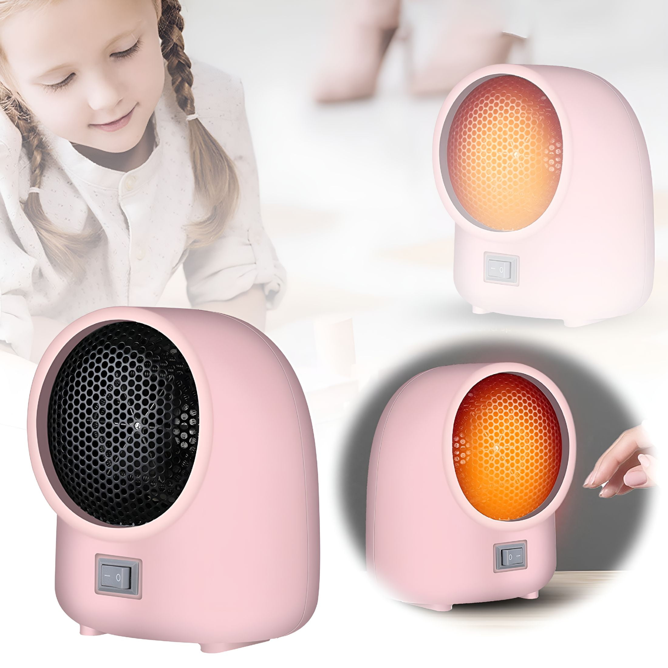 Hibibud Portable Rechargeable Desktop Heater, Fast Heating Personal Space Warmer for Office and Home (Pink) aluq4