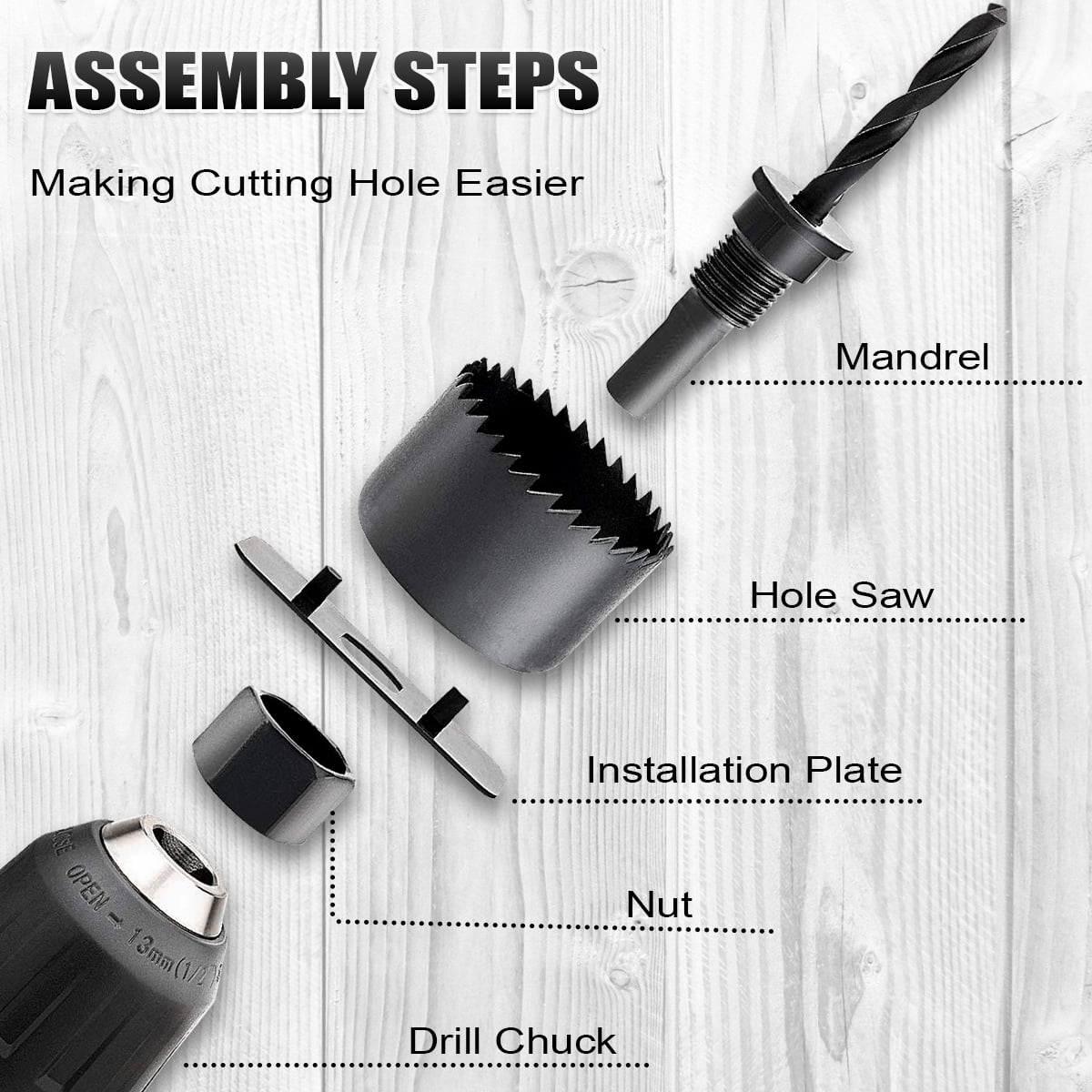 LifeIdeas Hole Saw Kit 22-Piece Set for Wood and PVC (3/4 in to 5 in) krfbs