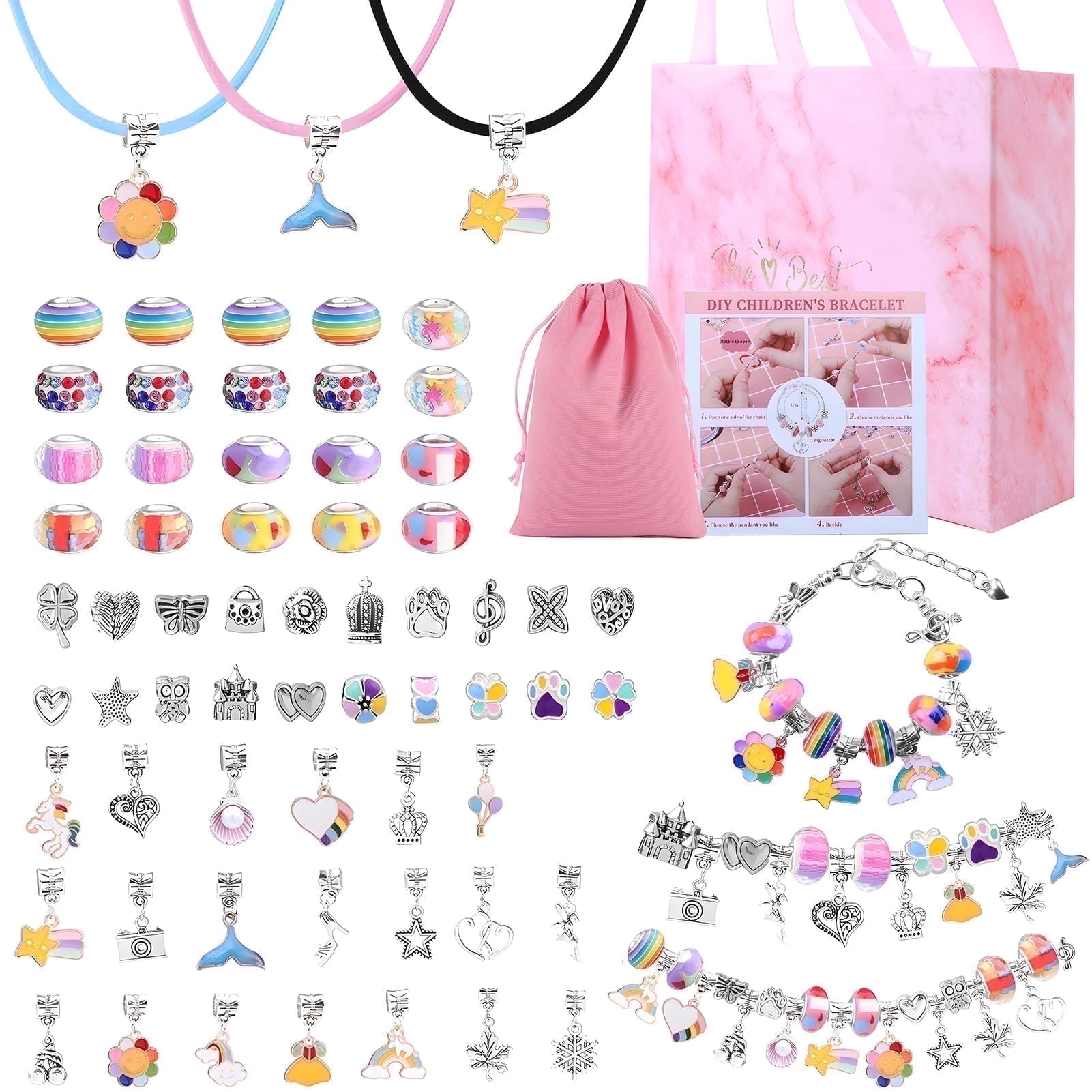 Yalumo Charm Bracelet Making Kit DIY Jewelry Craft Set for Girls (67 Pieces) ugi8f