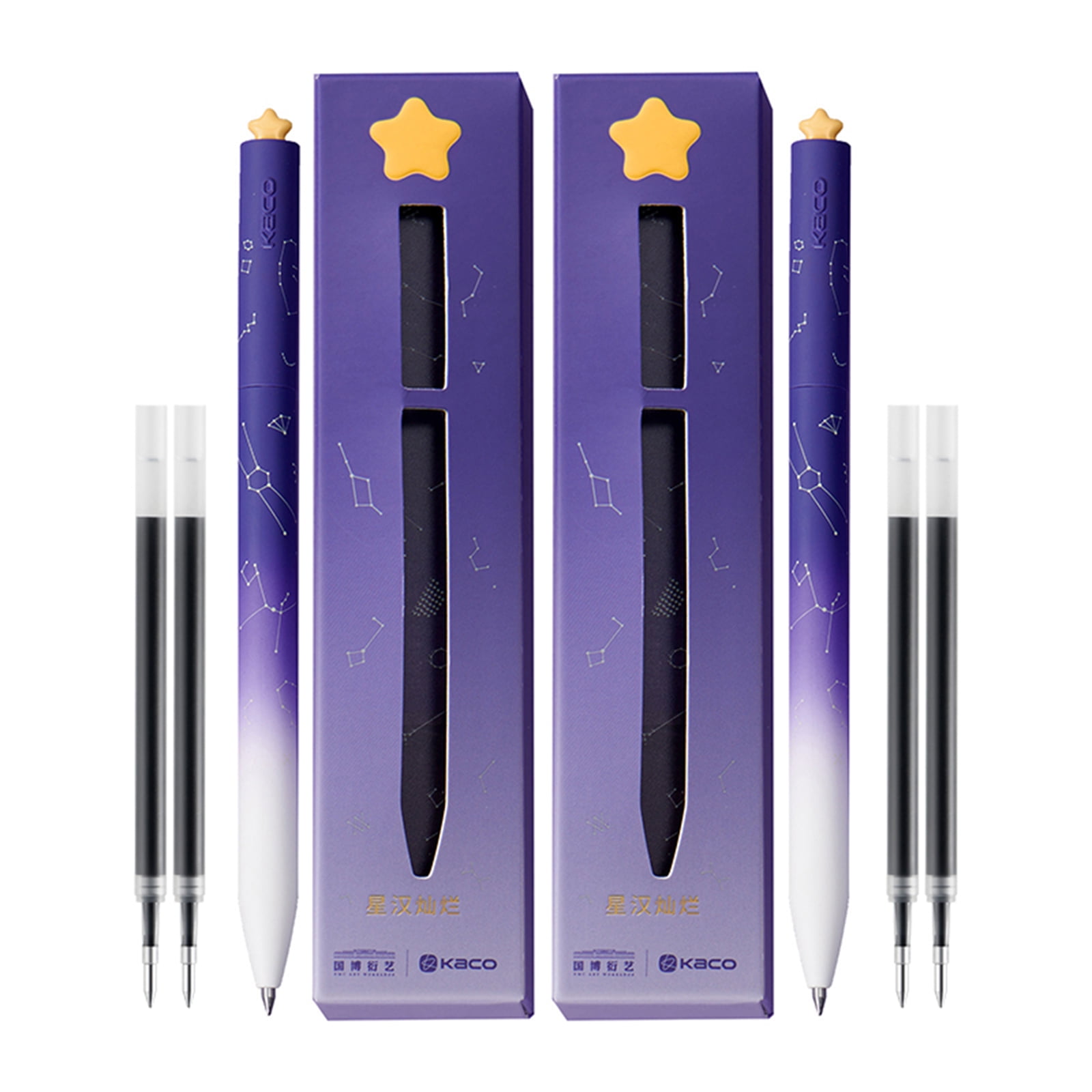Kaco FIRST Gel Ink Pens, Smooth Writing Aesthetic Stationery Set with 4 Refills (Purple, 2 Pack) e85ti