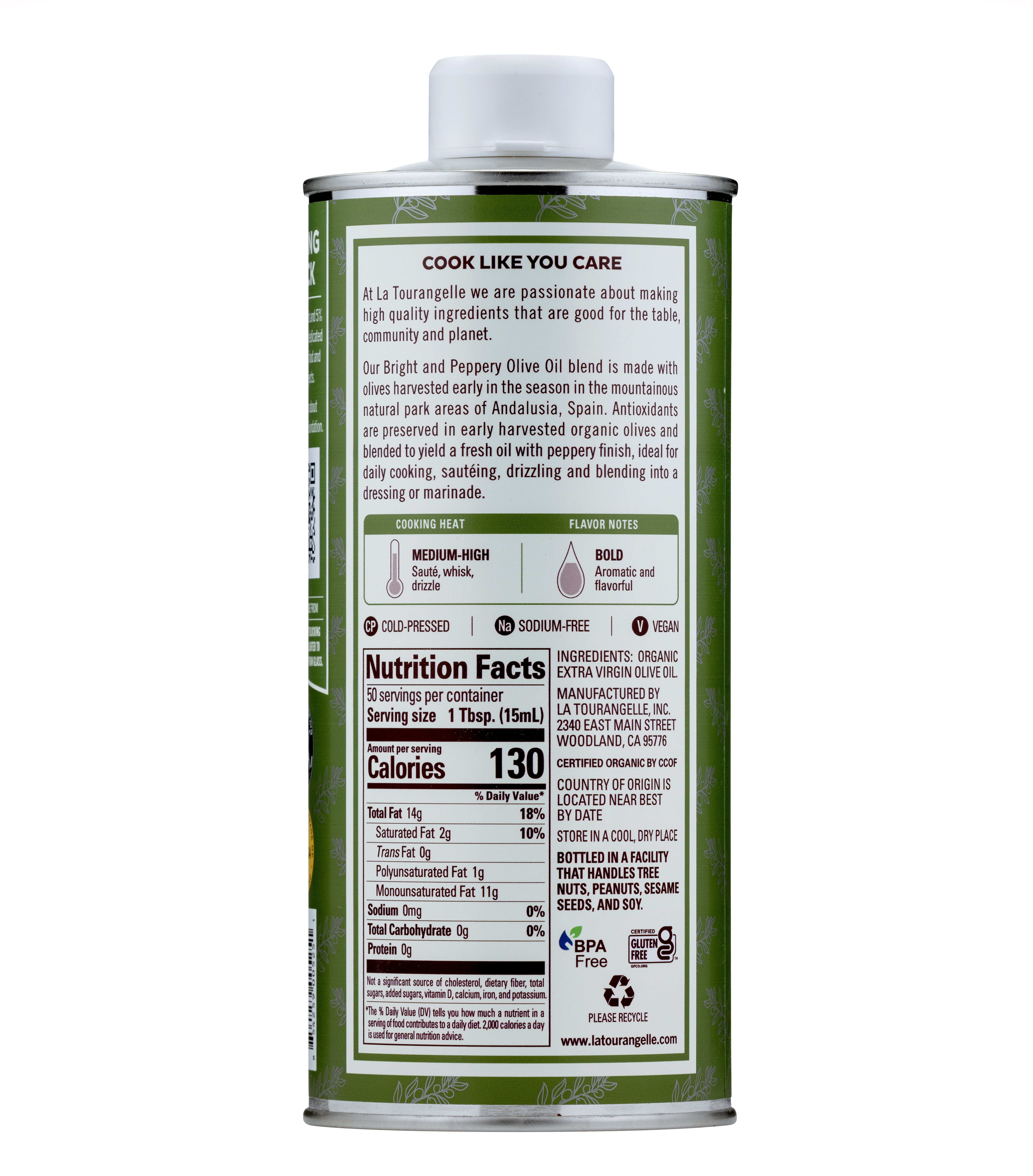 La Tourangelle Organic Extra Virgin Olive Oil, Cold-Pressed Gourmet Cooking Oil (25.4 fl oz) 72vmc