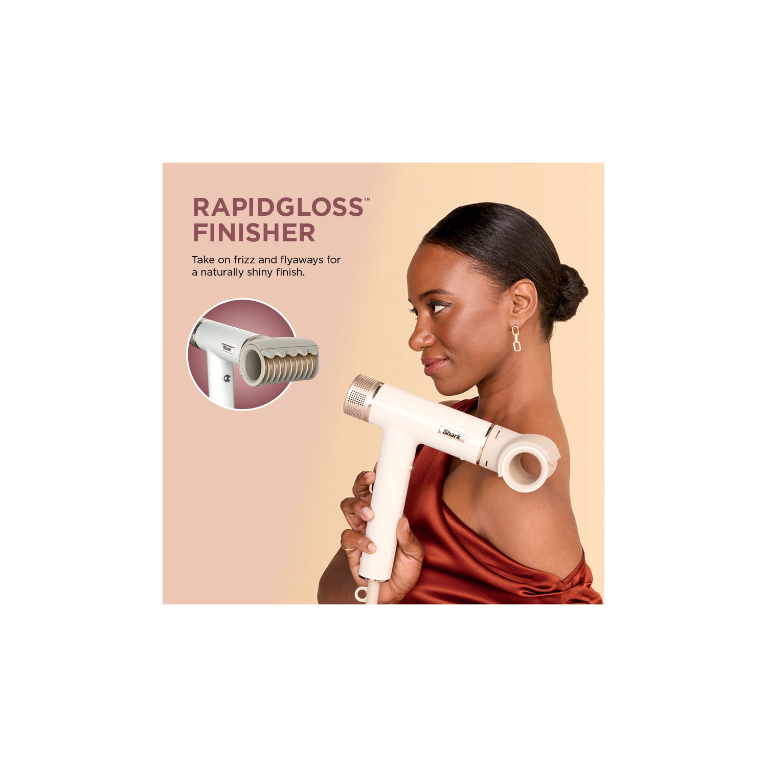 Shark SpeedStyle Hair Dryer & RapidGloss Finisher, Lightweight Ionic Styling Tool (White, 1.69 lb) 5s0ou