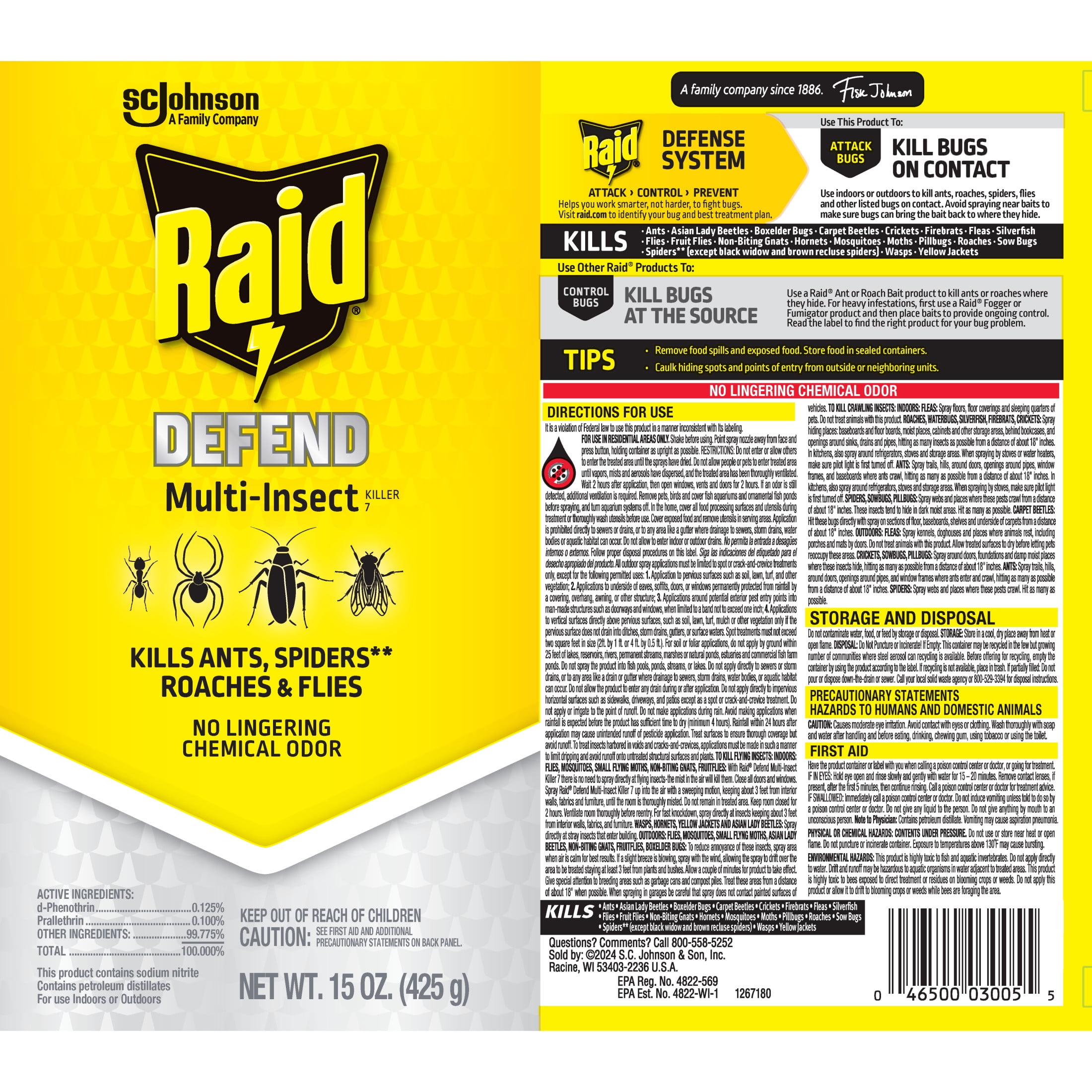 Raid Multi-Insect Killer Spray for Indoor and Outdoor Use (15 oz) ikq5t
