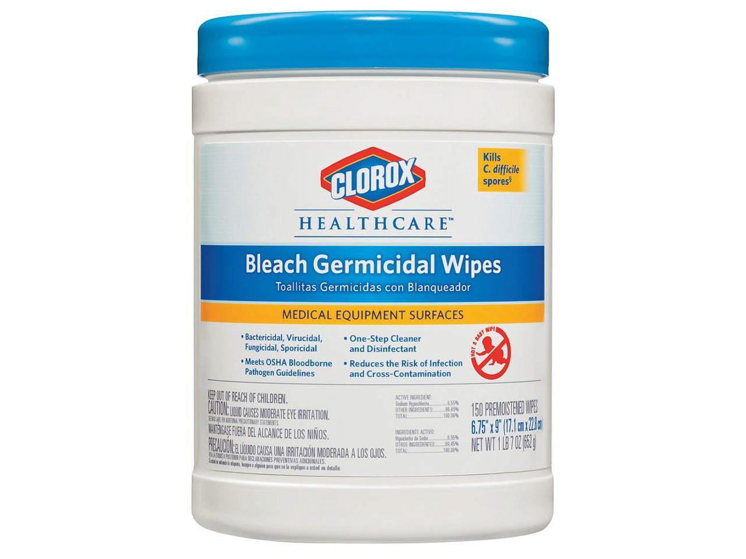 Clorox Healthcare Bleach Germicidal Wipes, EPA Registered Disinfectant (White, 150 Count) 8ri8l