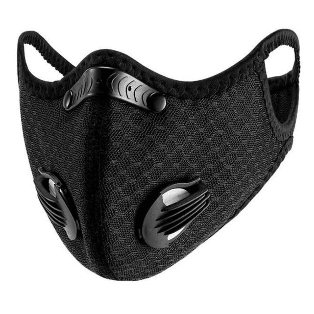JupiterGear Performance Sports Face Mask with Activated Carbon Filter and Breathing Valves (Black, One Size) aecnh