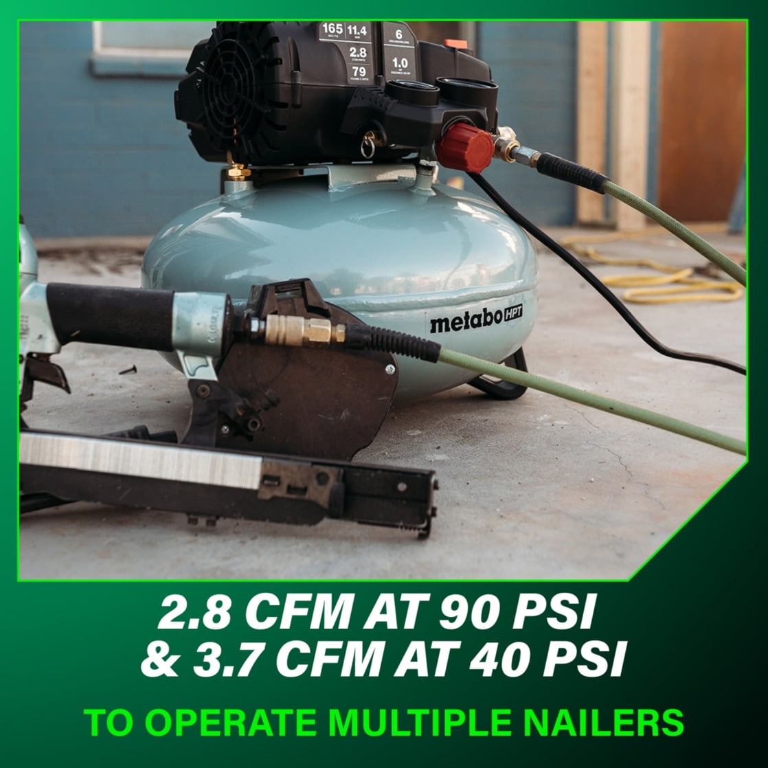 Metabo HPT Pancake Air Compressor, Oil-Free High-Efficiency Motor (6 Gallon) 2falj