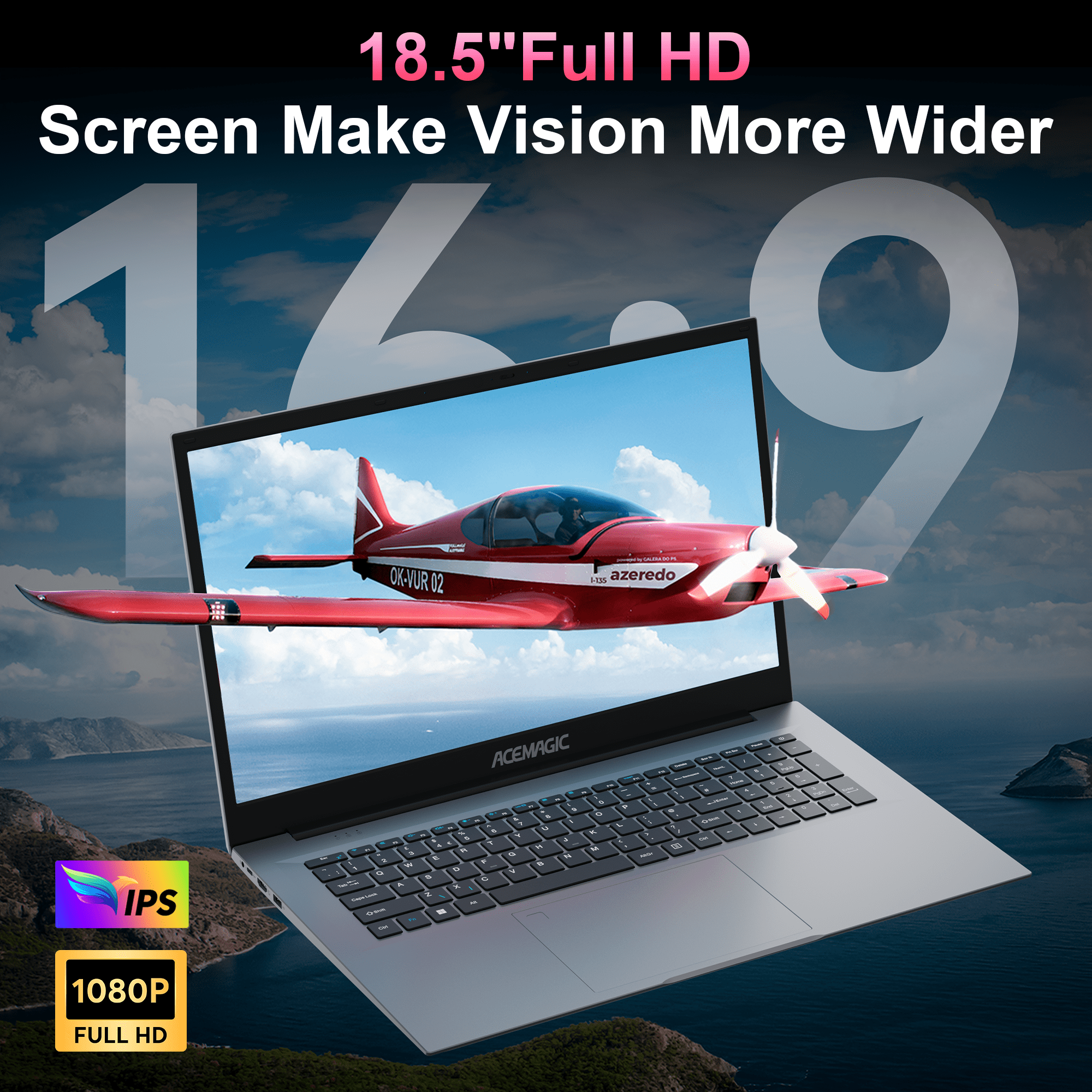 NIPOGI AX18 Laptop 18.5 in FHD Display Intel N150 16GB RAM 512GB SSD Windows 11 Pro v85in