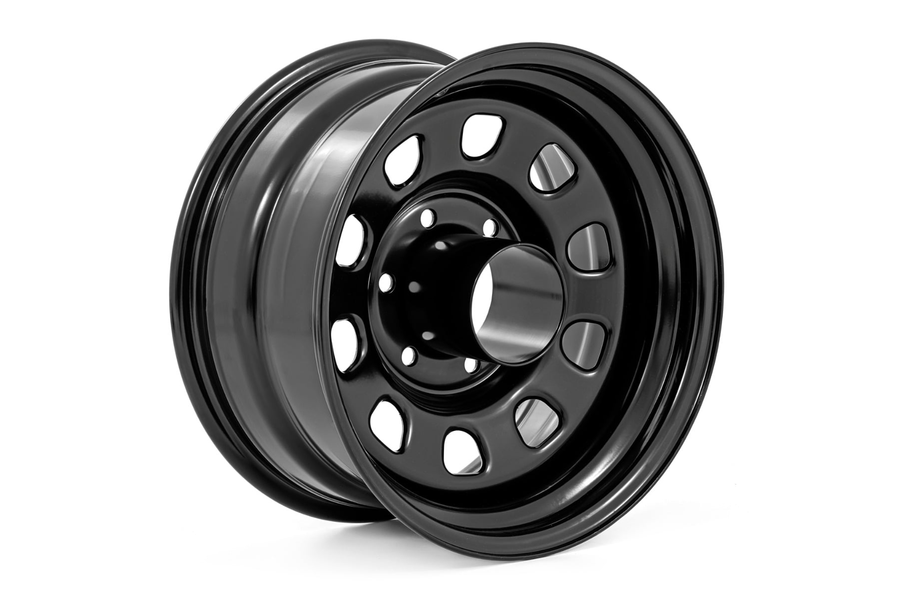 Rough Country Steel Wheel 16x8 in 8x6.5 Bolt Pattern -6mm Offset (Black, 16 in) t04f6