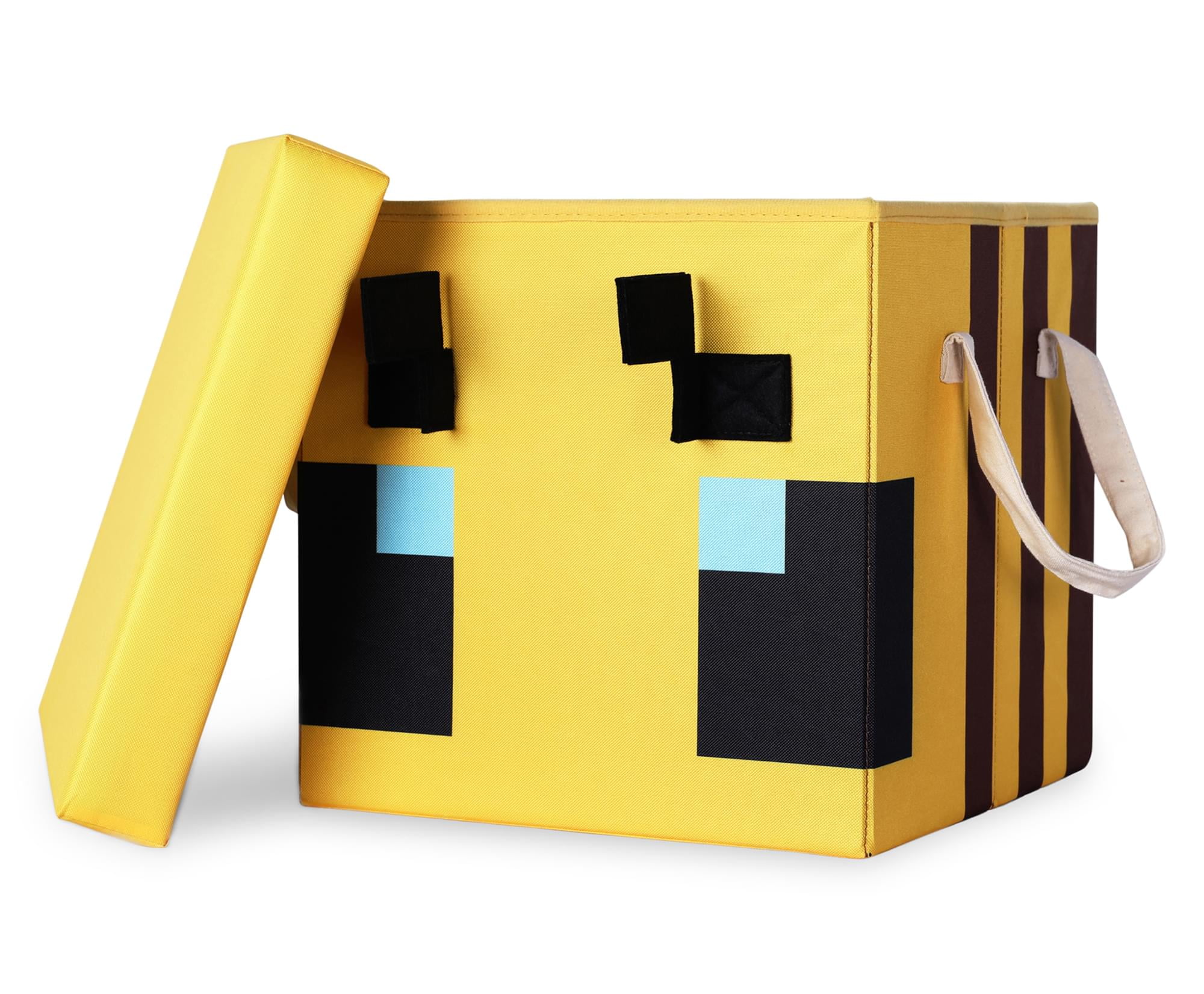 Minecraft Bee Fabric Storage Bin Cube Organizer with Lid (Yellow, 15 in) gi3cp