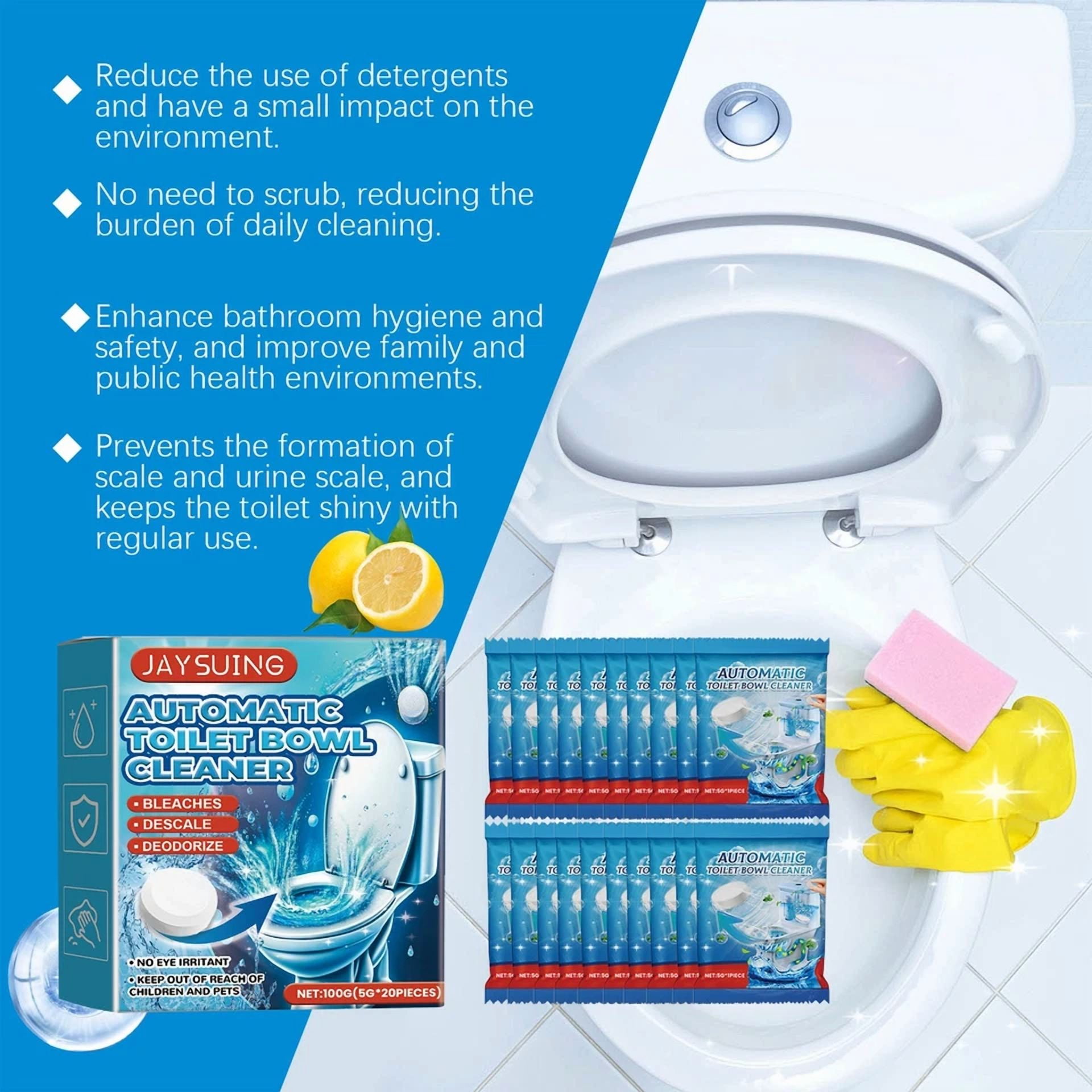 FLINT Toilet Bowl Cleaner Tablets with Bleach, Stain Removing Formula (20 Count) w7q95
