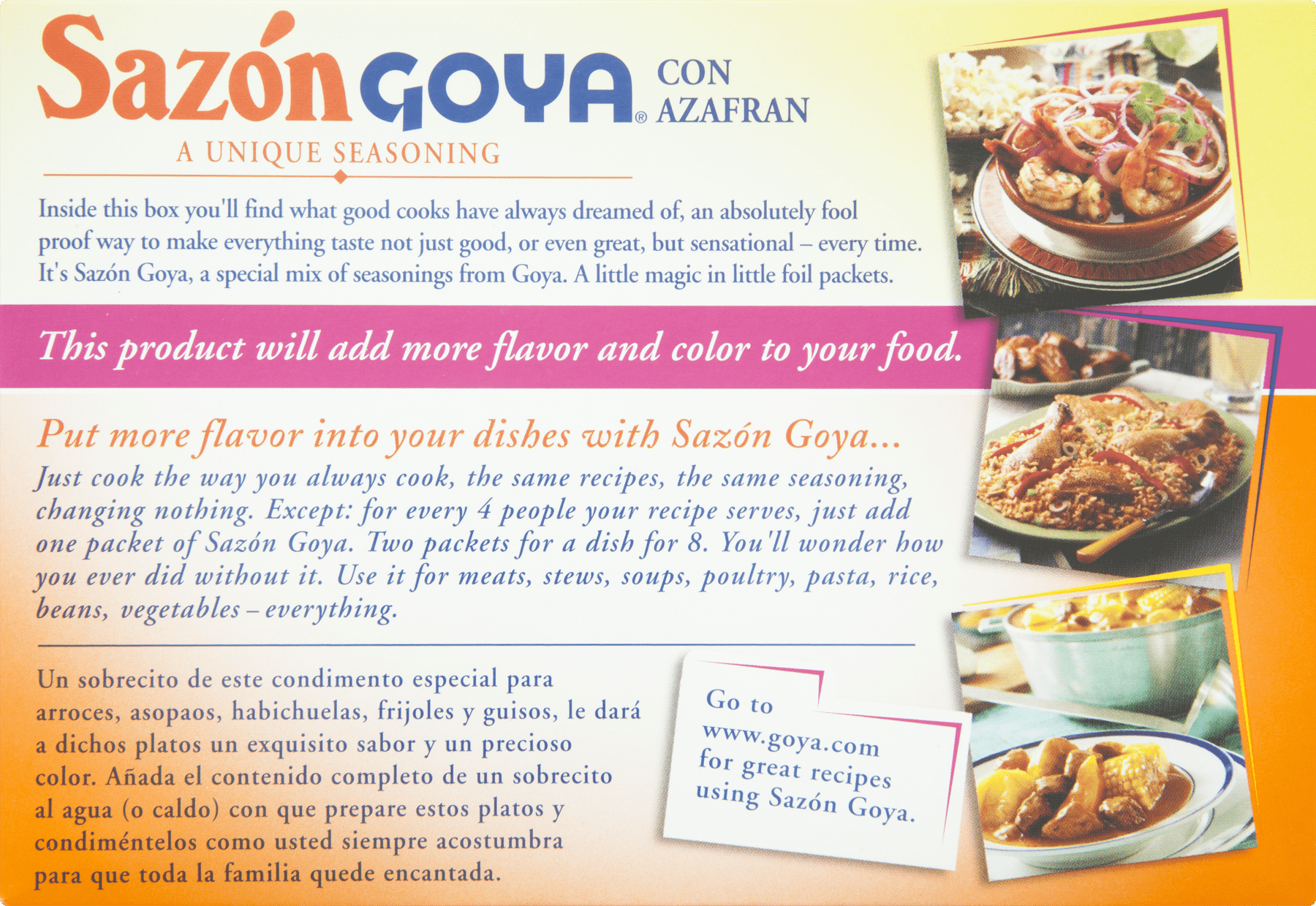 Goya Sazon Con Azafran Seasoning, Authentic Latin Flavor Blend (3.52 oz) 6tp2b