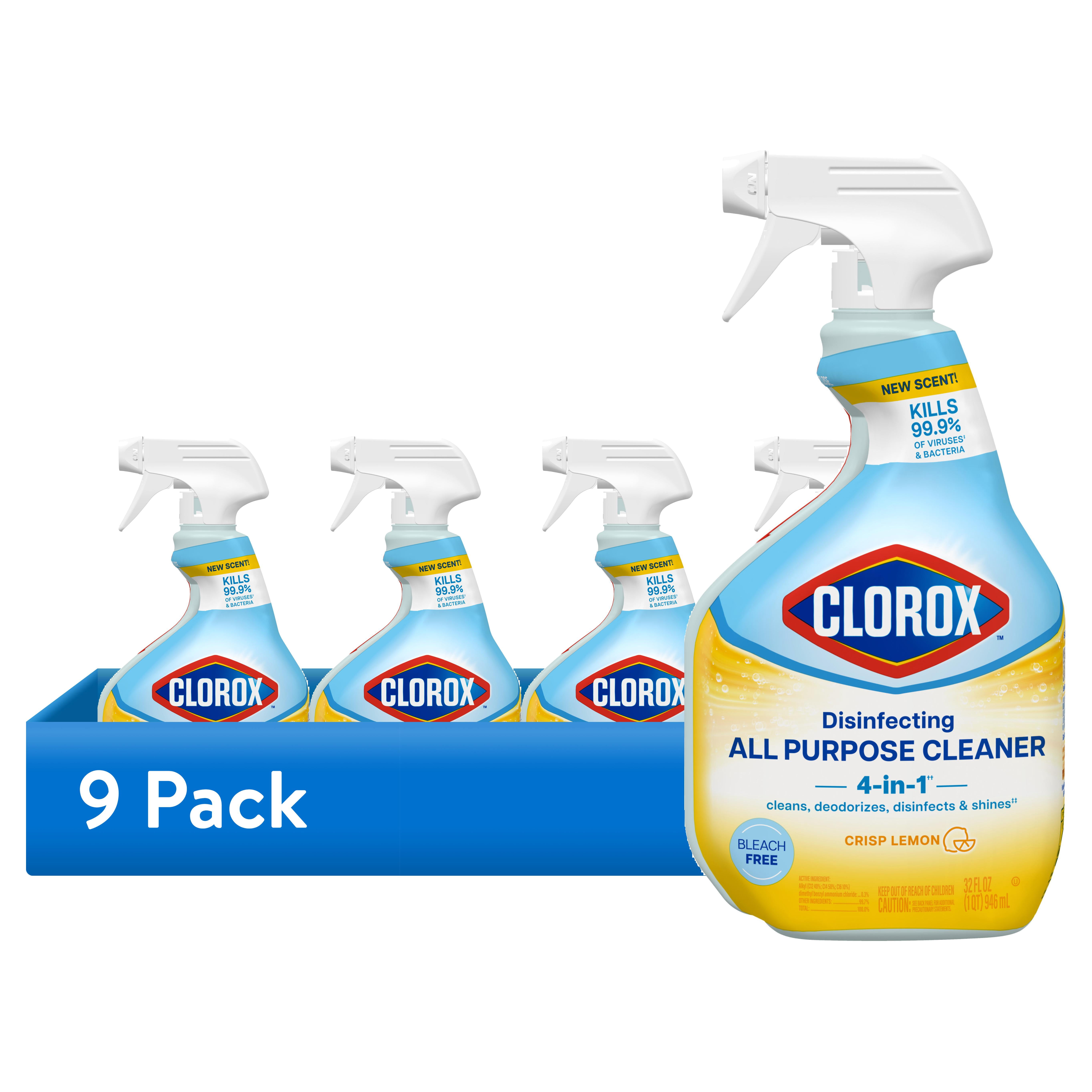 Clorox Disinfecting All Purpose Cleaner, Bleach-Free Formula, Crisp Lemon (9 Pack, 32 fl oz) j8xdm