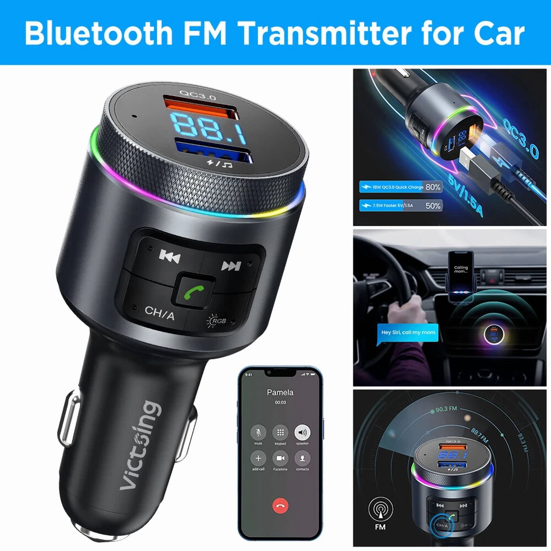 Rhea Bluetooth Car FM Transmitter Adapter (Dual USB Fast Charger, MP3 Player) 1e6ck