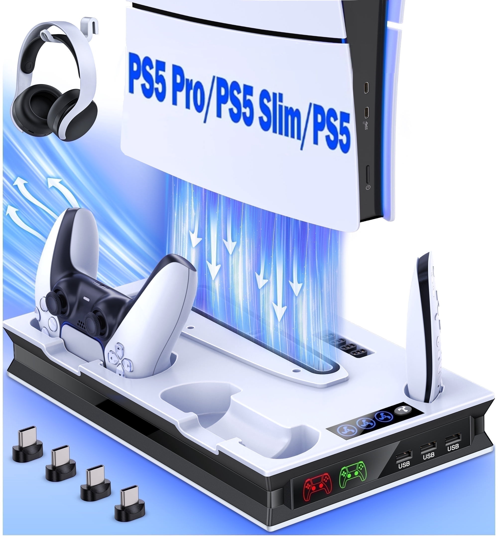 Beboncool PS5 Cooling Stand with Dual Controller Charger Station (White, 1 Pack) v0ex2