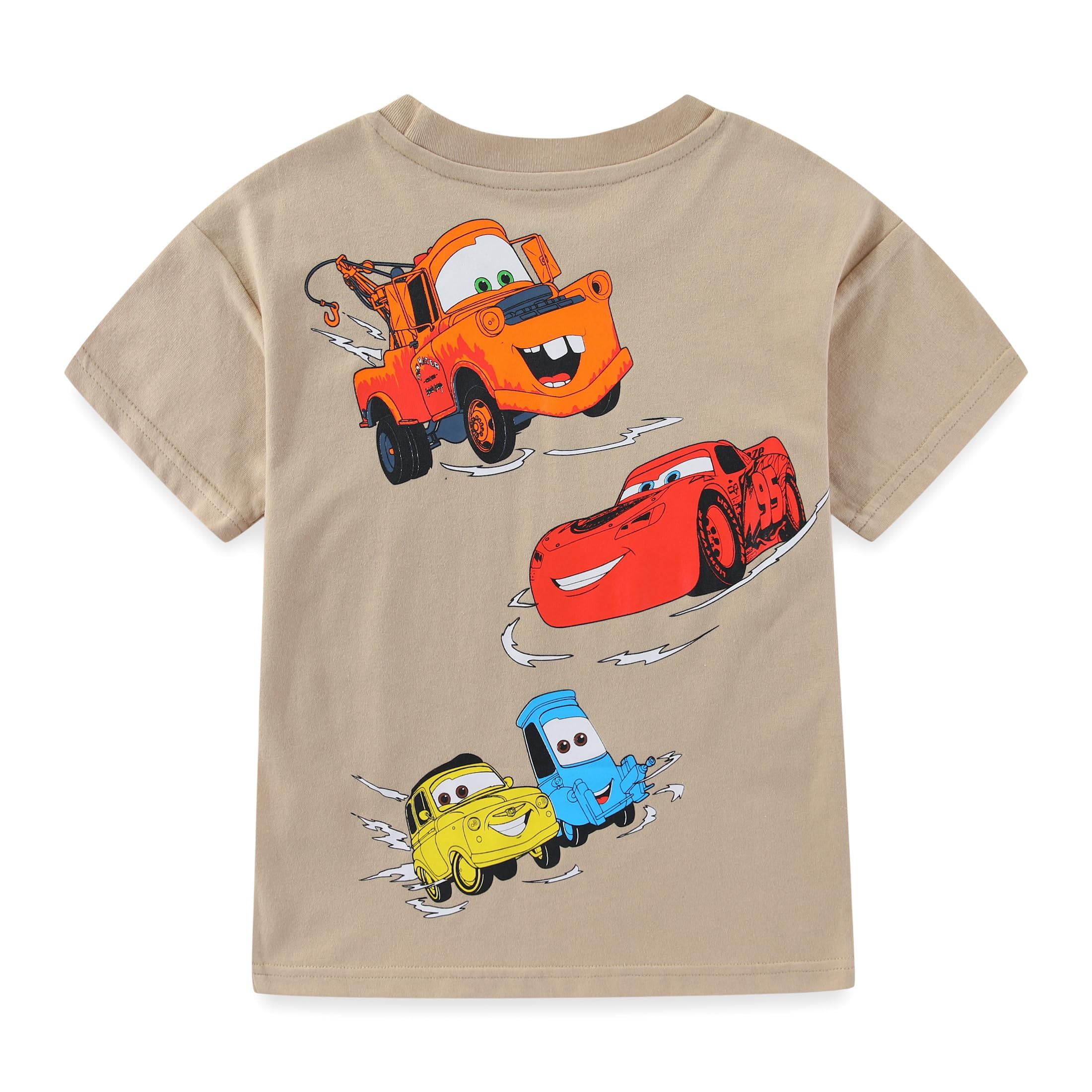 Disney Cars Lightning McQueen Graphic T-Shirt and Mesh Shorts Set (Boys, Brown, 2T-7) rby82