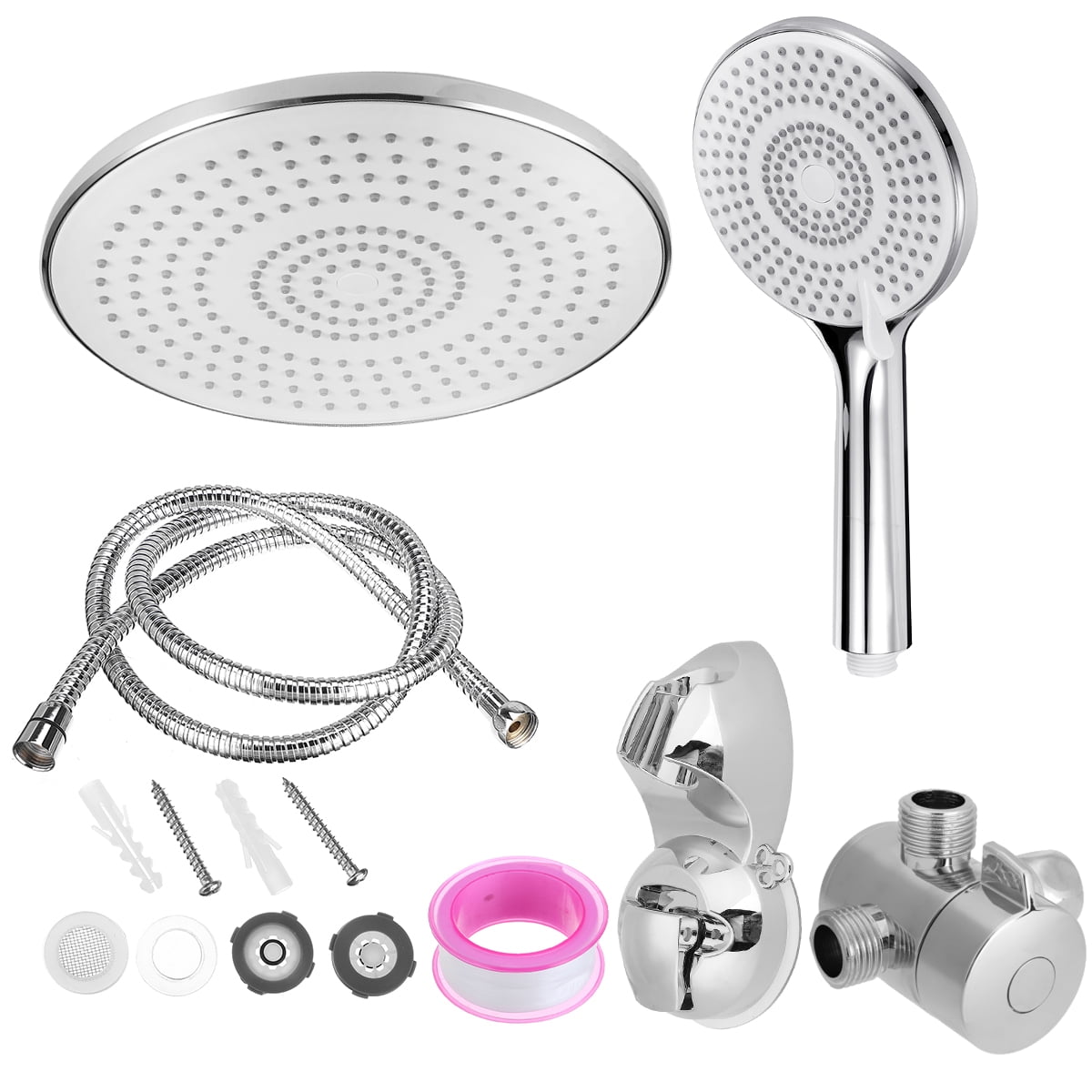 YEERSWAG 9 Inch High Pressure Rainfall Shower Head and Handheld Combo (Chrome, 60 in Hose) aoo09