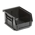 Global Industrial Plastic Hang and Stack Bin, Heavy-Duty Storage Organizer (Black, 5.375 x 4.125 x 3 in) 9isk3