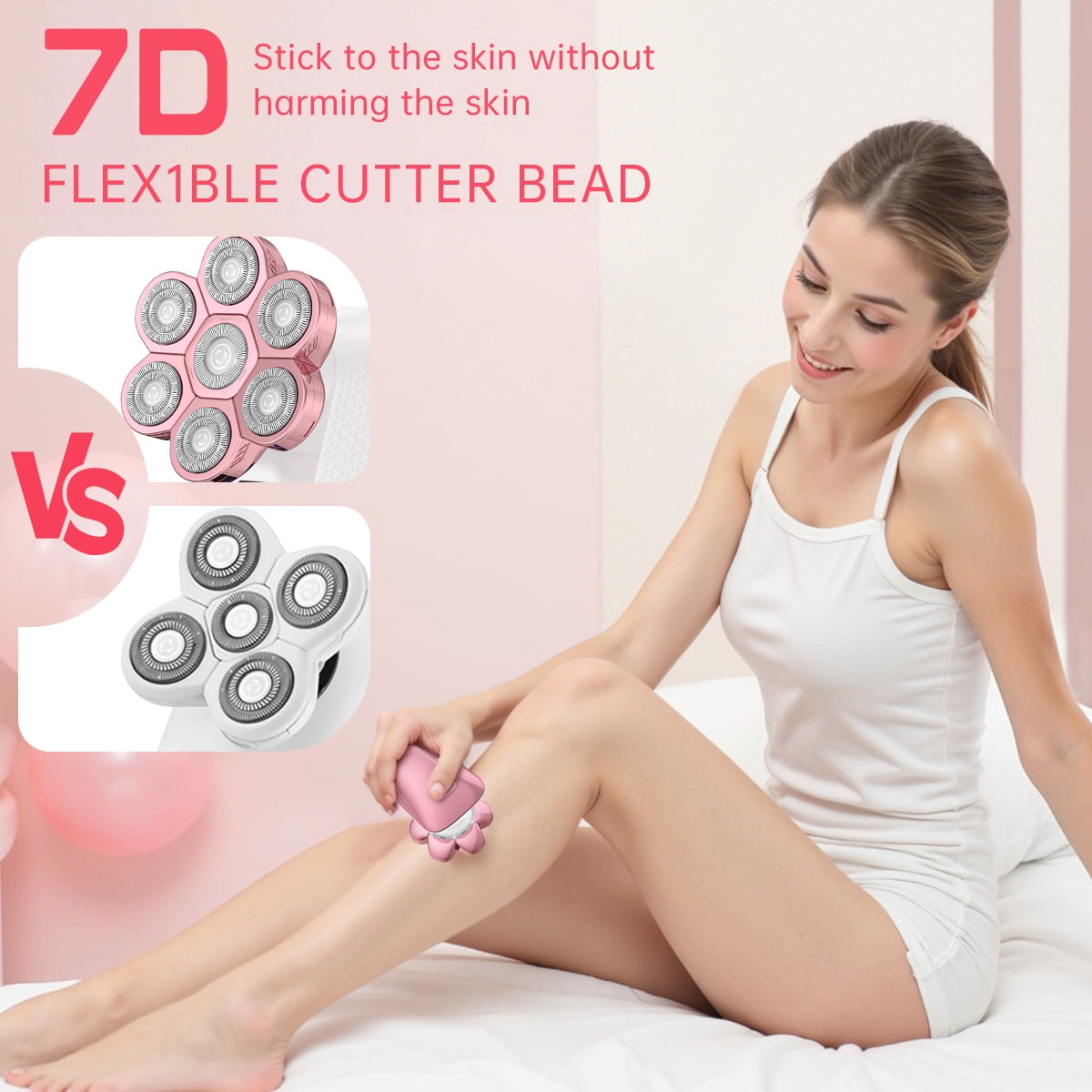 Cshidworld 5-in-1 Electric Shaver for Women, Rechargeable Wet/Dry Hair Removal Kit for Face and Body (Pink, 1 Count) 9yshe