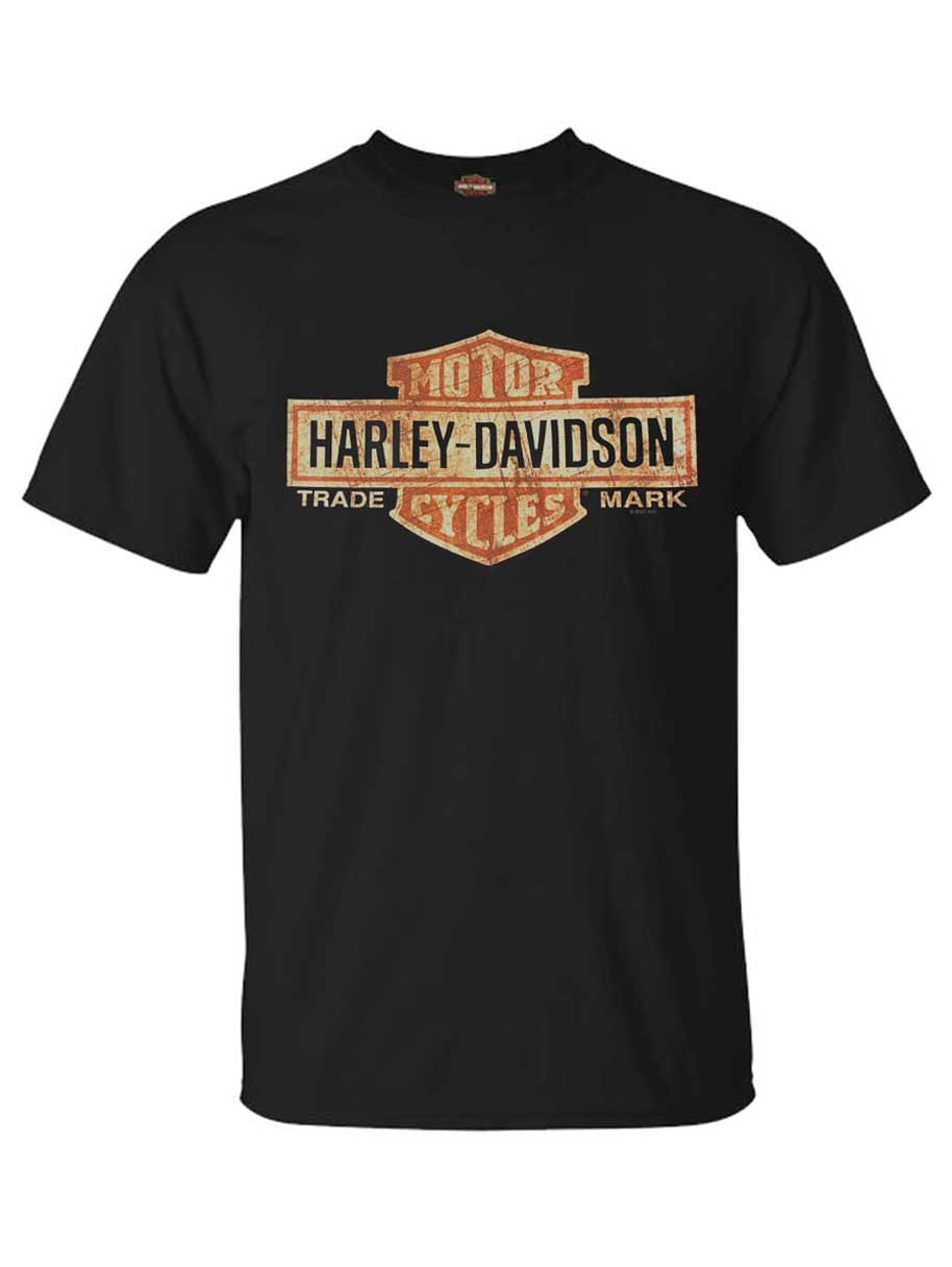 Harley-Davidson Men's Distressed Elongated Bar & Shield Graphic T-Shirt (Black, M) 0yka2