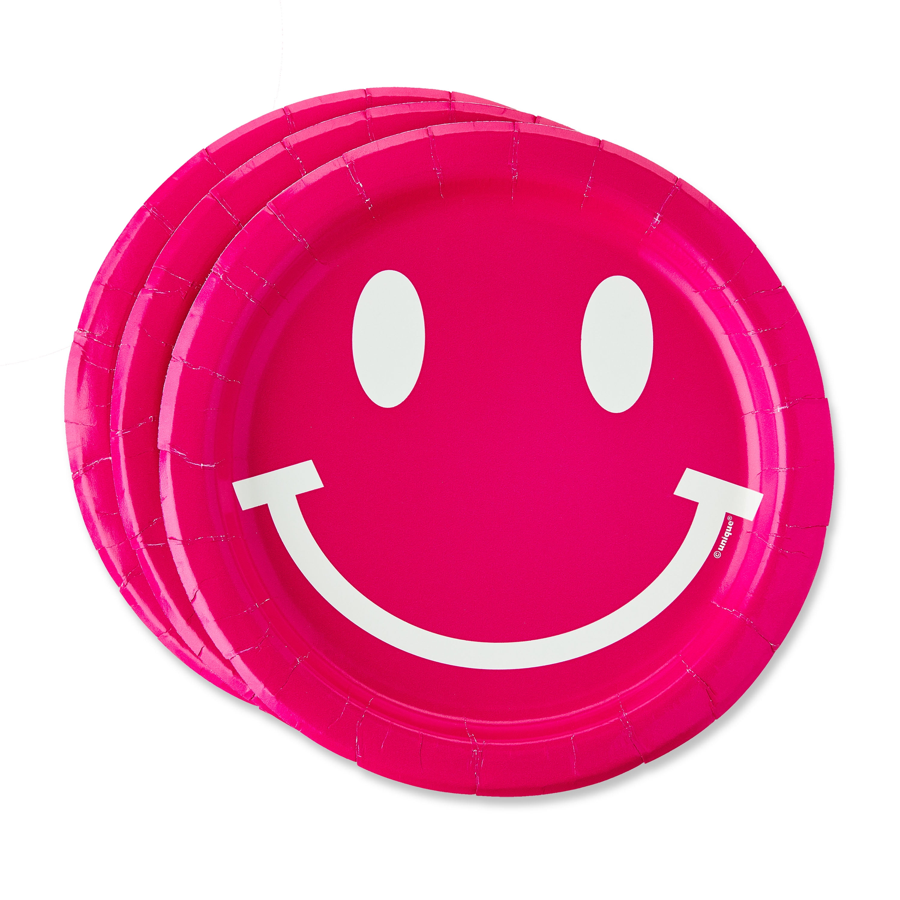 Way To Celebrate Disposable Paper Plates, Smiling Face Design, Pink (7 in, 60 Count) v02di