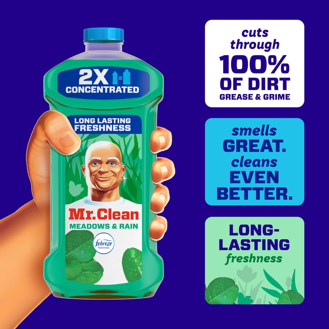 Mr. Clean 2X Concentrated Multi-Surface Cleaner with Febreze Meadows & Rain Scent (23 fl oz) qk1ti