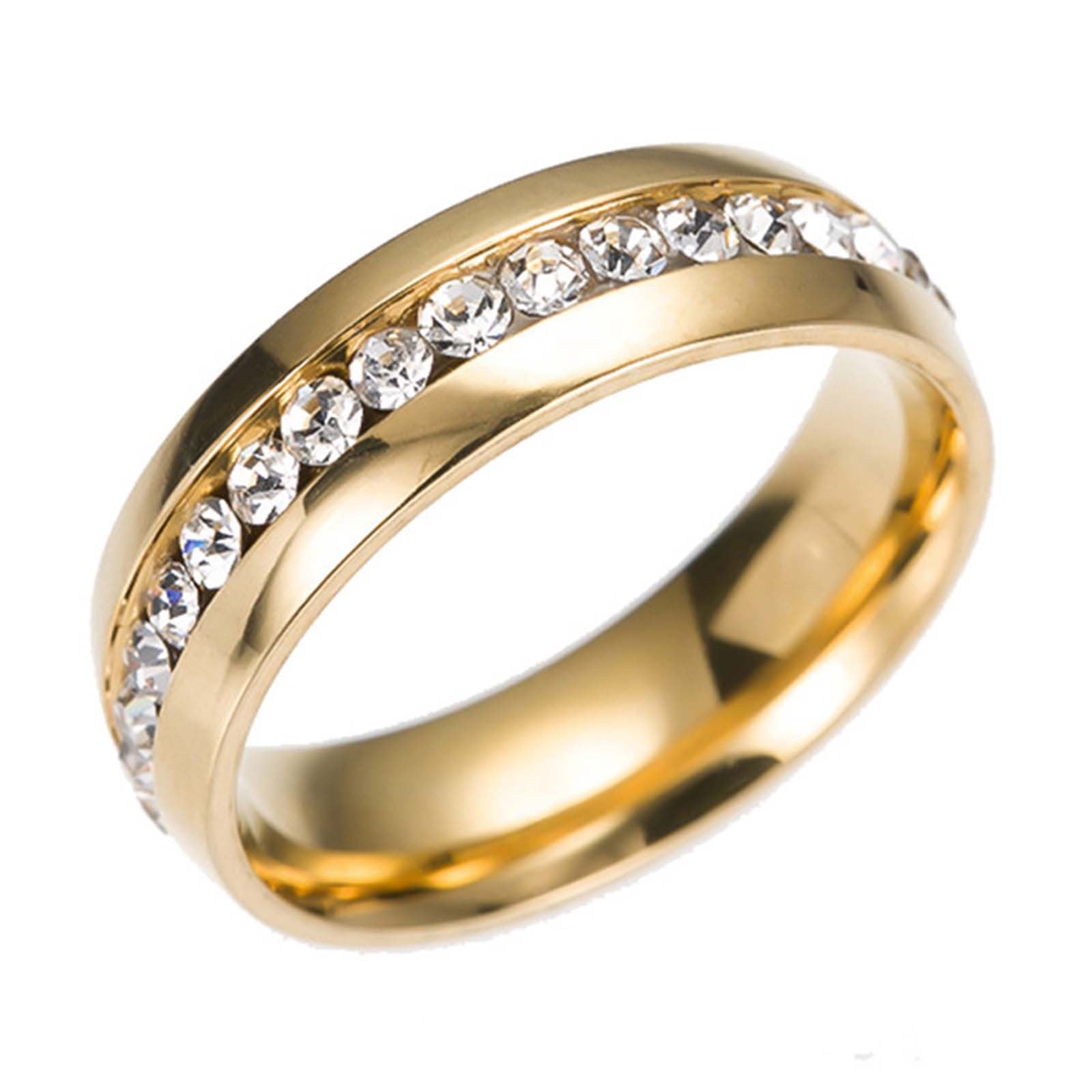 VerPetridure Unisex Stainless Steel Crystal Ring (Silver, Size 8) lr0l3