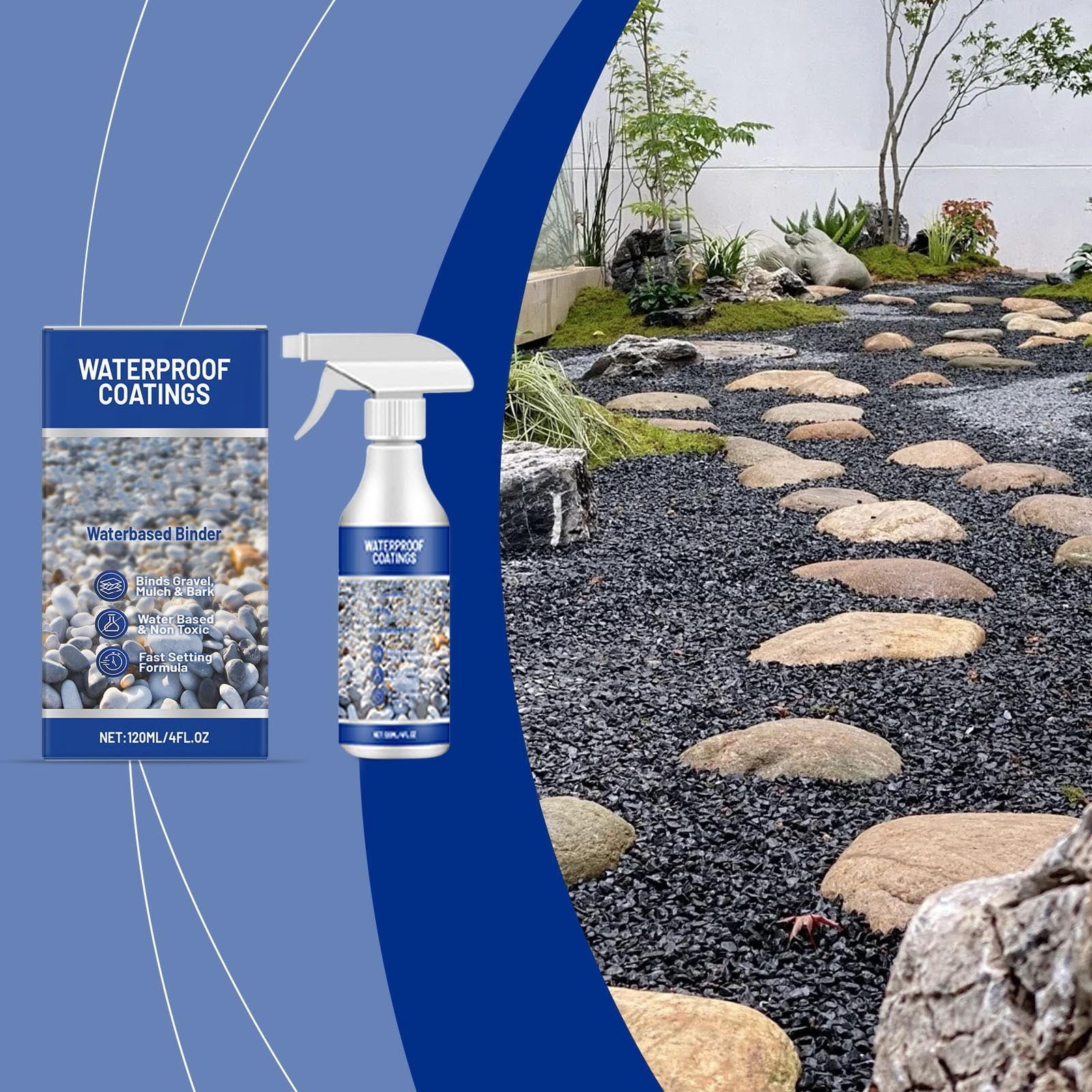 niuniuniu Gravel Binder and Mulch Glue for Landscaping (Blue, 32 fl oz) 6juzx