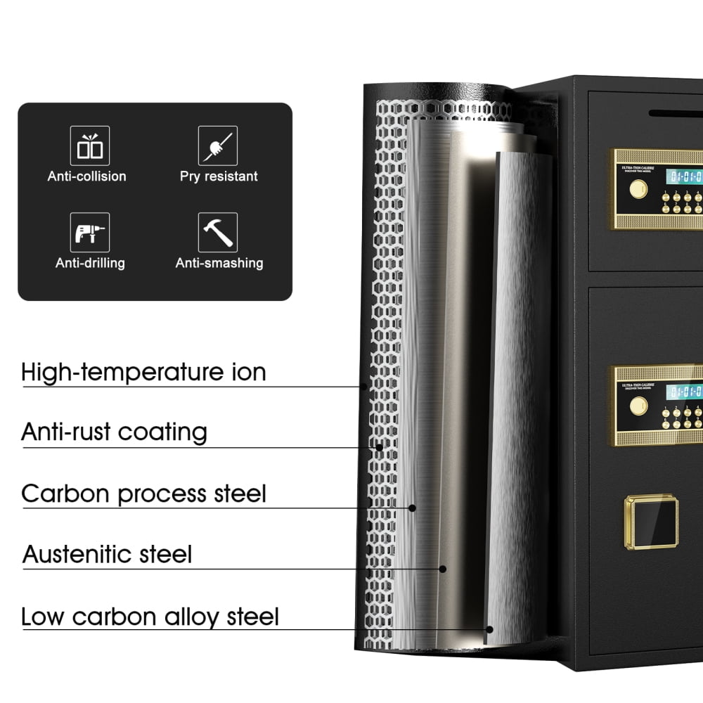 Generic Digital Security Safe Double-Door Heavy-Duty Steel Lockbox with Fireproof Bag (Black, 6.0 cu ft) lxg05