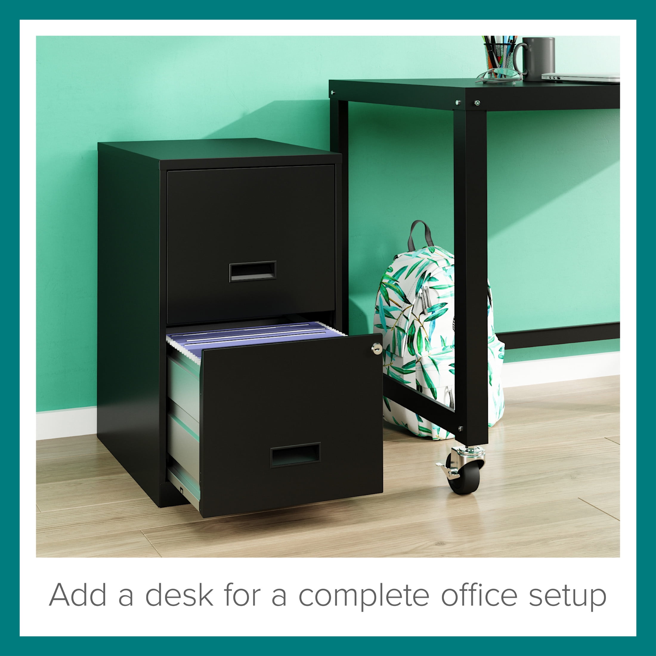 Space Solutions 2-Drawer Vertical File Cabinet for Letter-Size Hanging Folders (Black, 18 in Deep) 47eyl