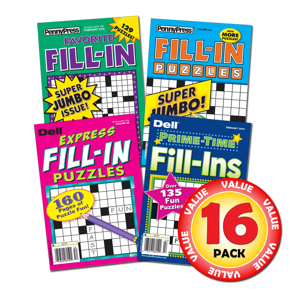 Penny Press Fill-In Puzzles Brain Teasing Crossword & Word Games (16-Pack) j88dv