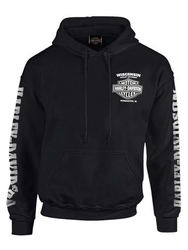 Harley-Davidson Men's Lightning Crest Pullover Hooded Sweatshirt (Black, 2XL) m6nub