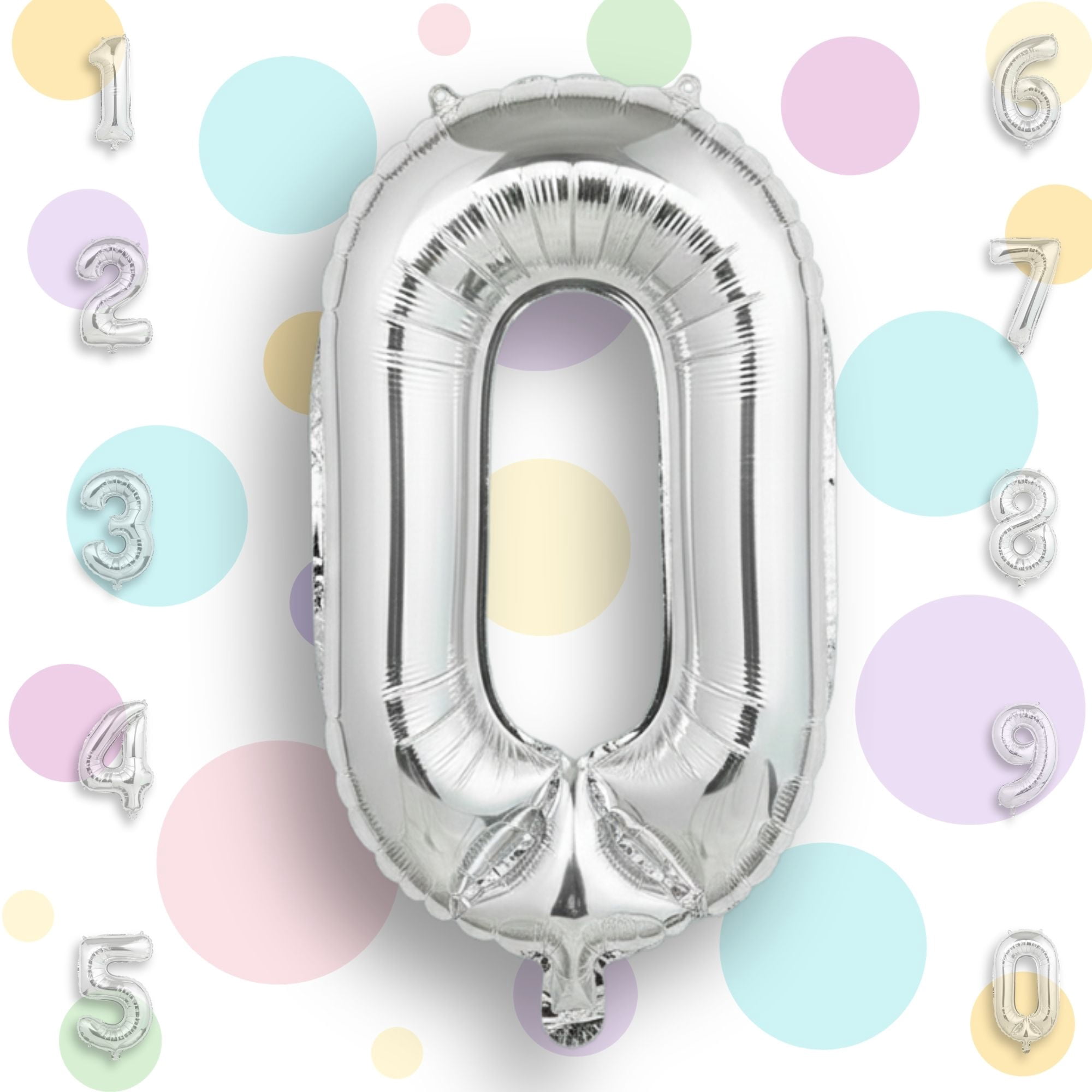 PARTY BALLOONS DELIVERY Number 0 Mylar Foil Balloon Metallic Party Decoration (Silver, 32 in) f15vt