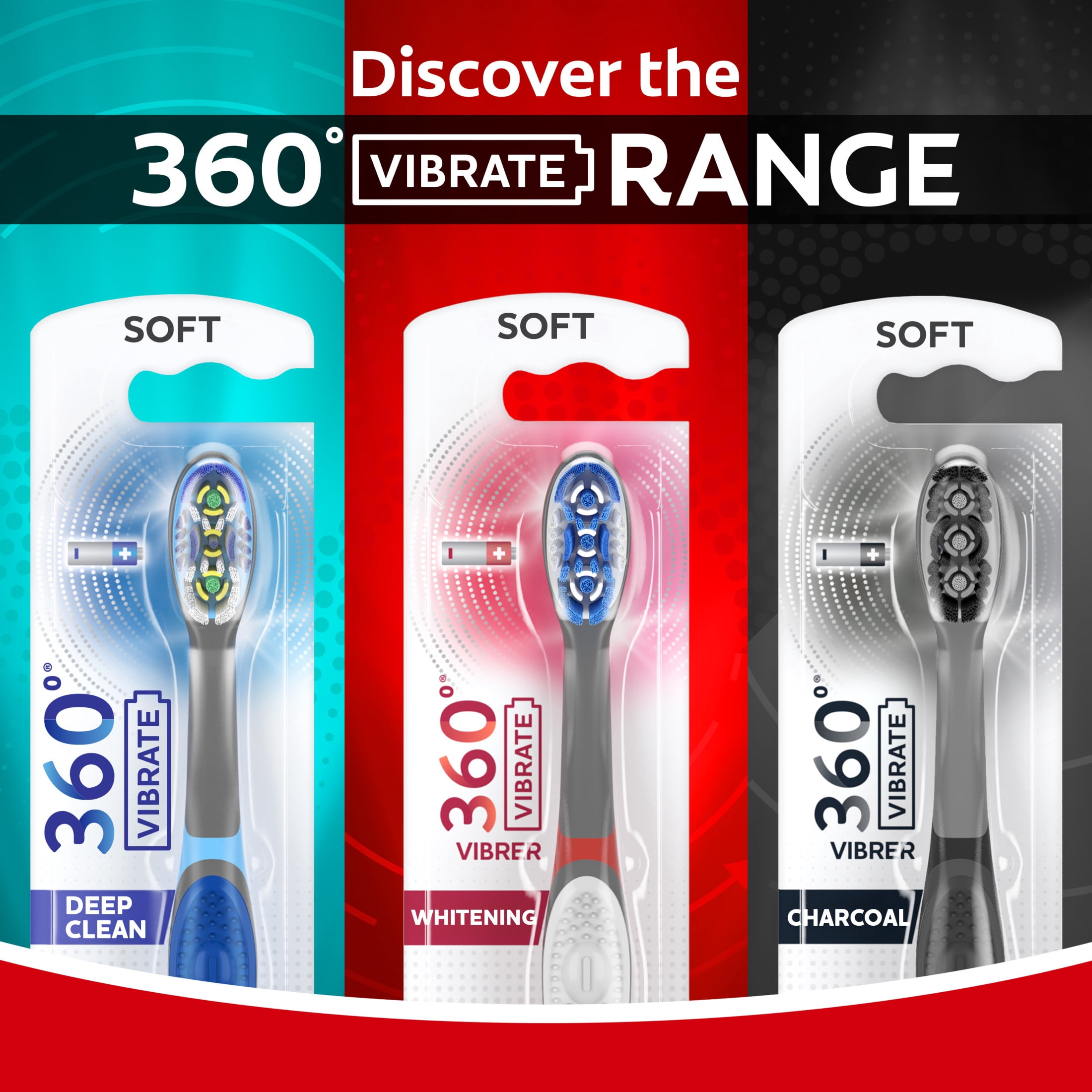 Colgate 360 Vibrate Deep Clean Battery Powered Electric Toothbrush with Soft Bristles (Blue, 1 Pack) 9x91z