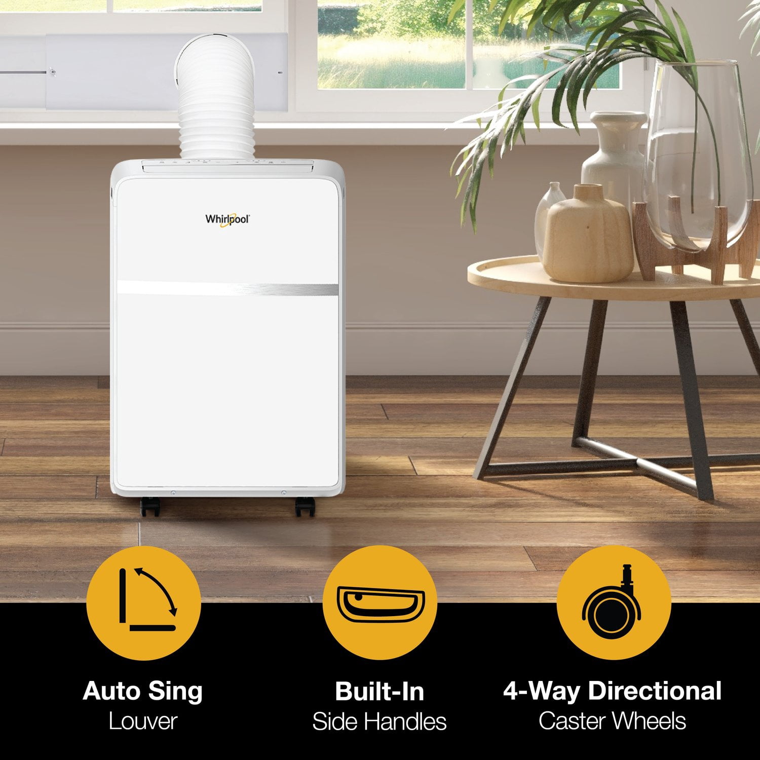 Whirlpool Portable Air Conditioner with Dehumidifier and Remote Control (White, 5,500 BTU DOE) mjxg3