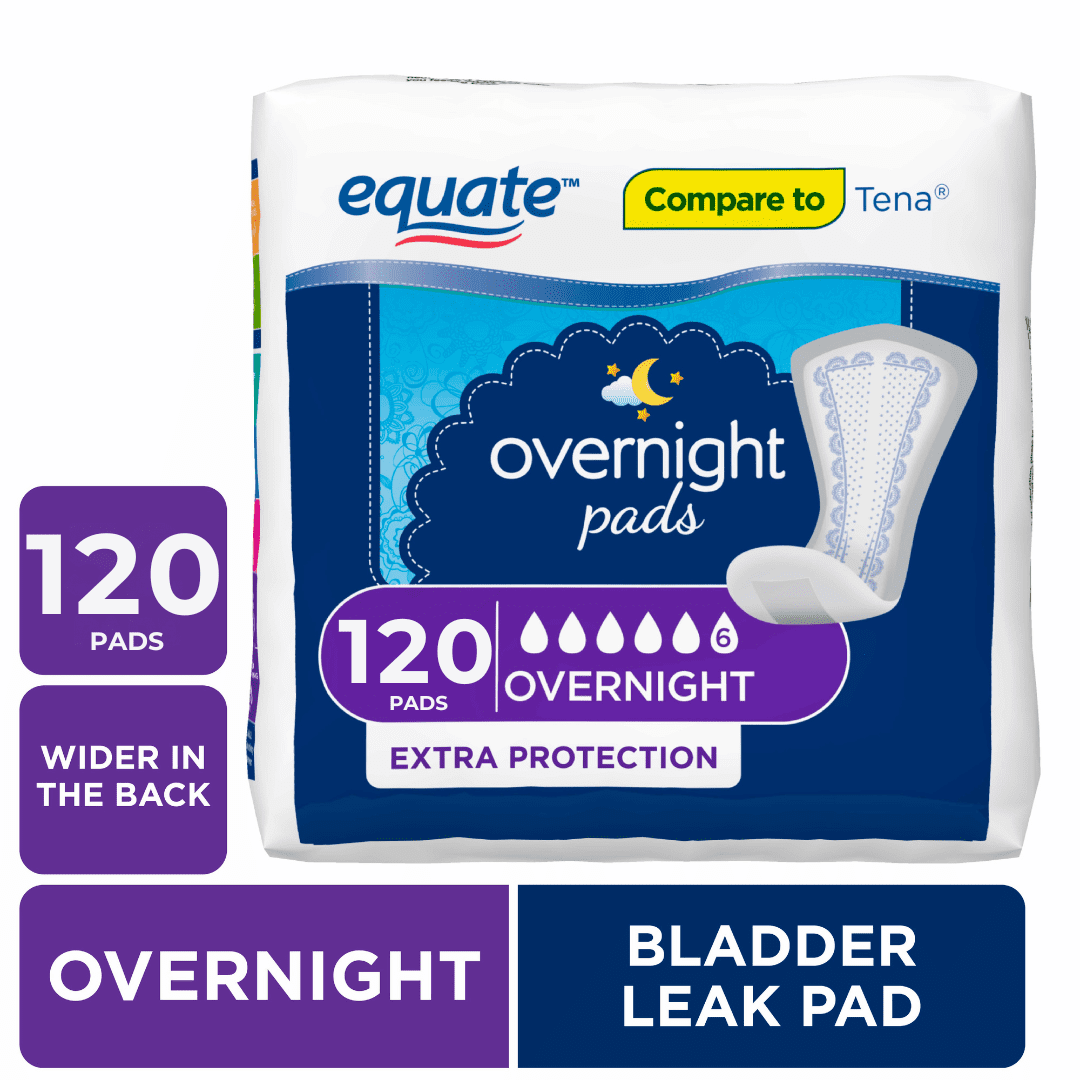Equate Options Women's Incontinence Pads, Overnight Ultimate Extra Coverage (120 Count) pm9f9