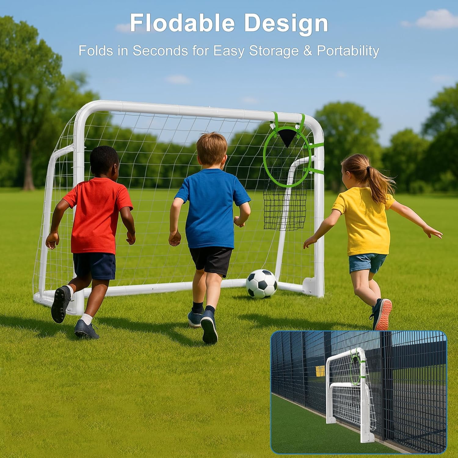 Slsy Foldable Soccer Goal for Backyard Training (Silver, 12x6 ft) p0sm4
