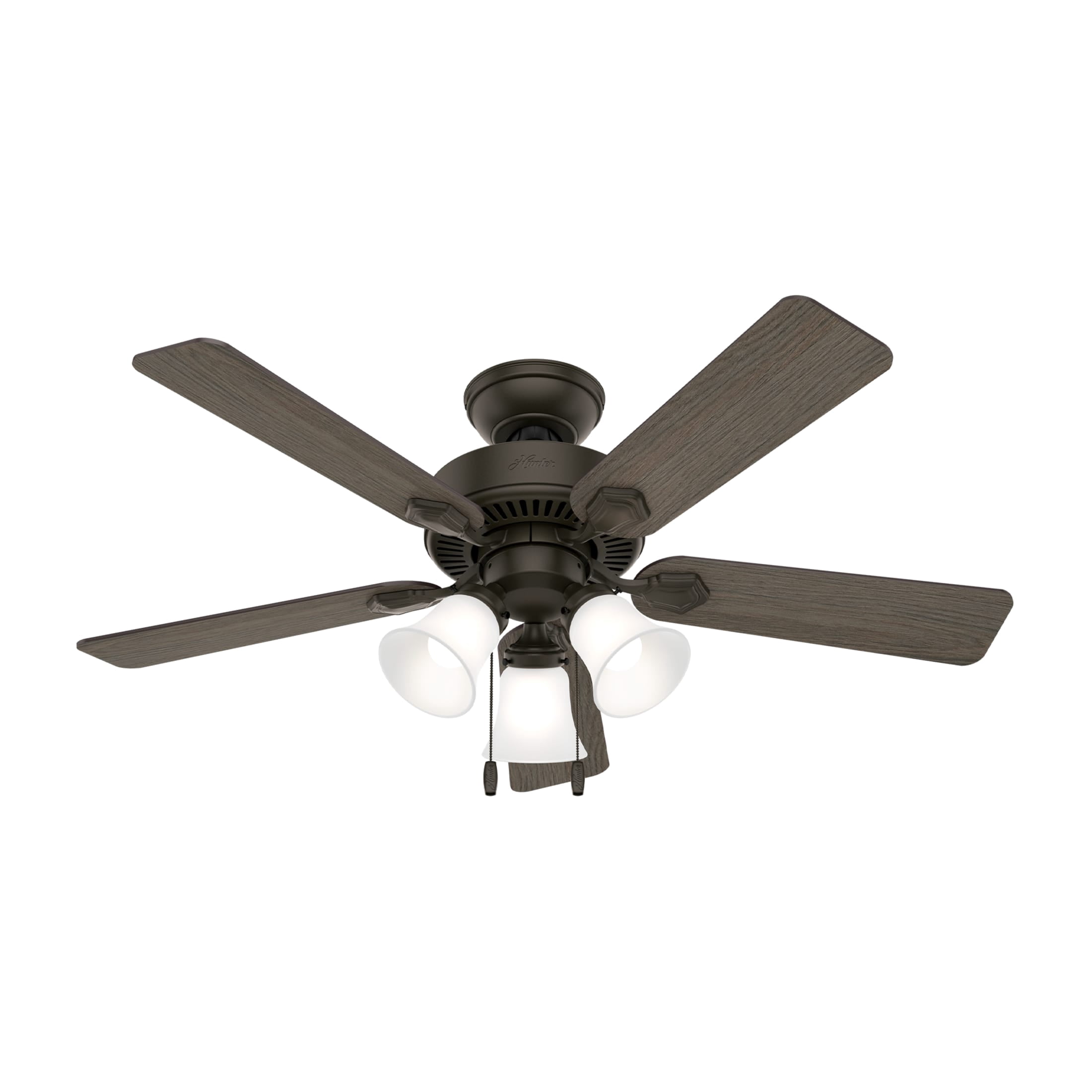 Hunter Swanson Indoor Ceiling Fan with Light, Traditional 3-Speed Motor, Reversible Blades (New Bronze, 44 in) b1fg0