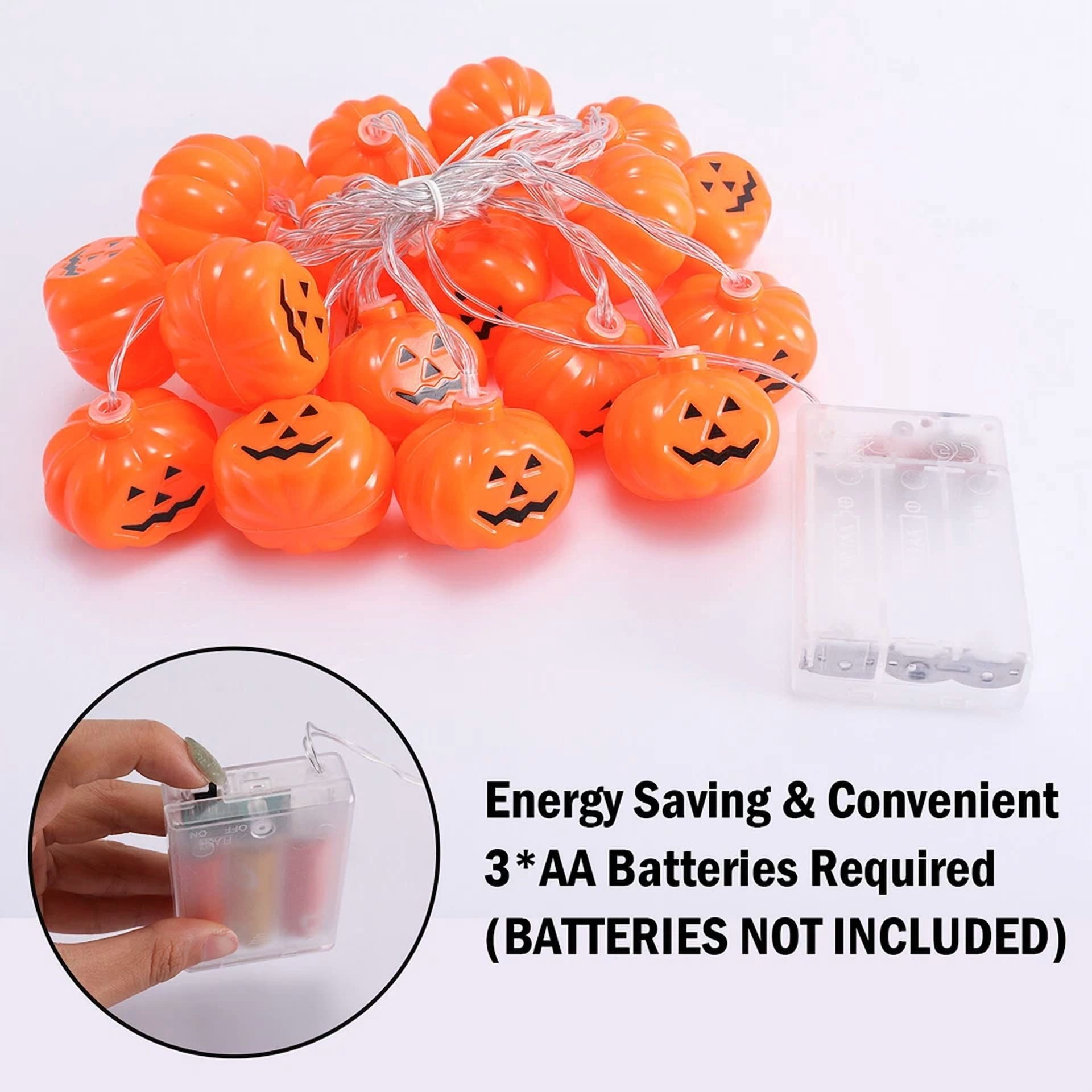 VAULT Halloween LED Pumpkin String Lights Decorative Holiday Lighting for Indoor and Outdoor Use (20 Count, 10 ft) 8yg24