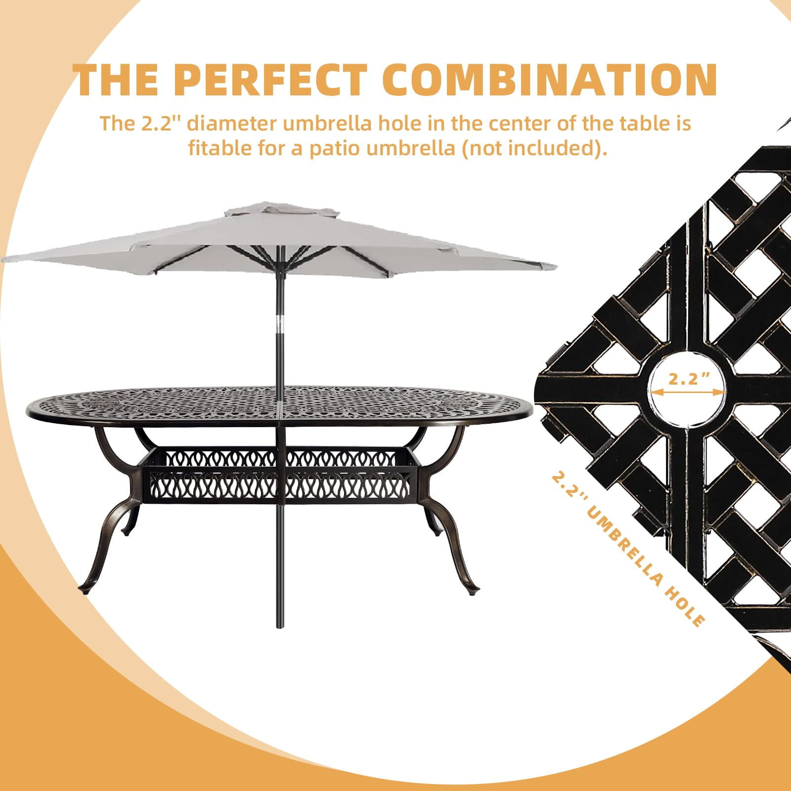 W WARMHOL 9-Piece Patio Dining Set, Cast Aluminum Outdoor Table and Chair Set with Cushions (Red, 84 in) ywro9