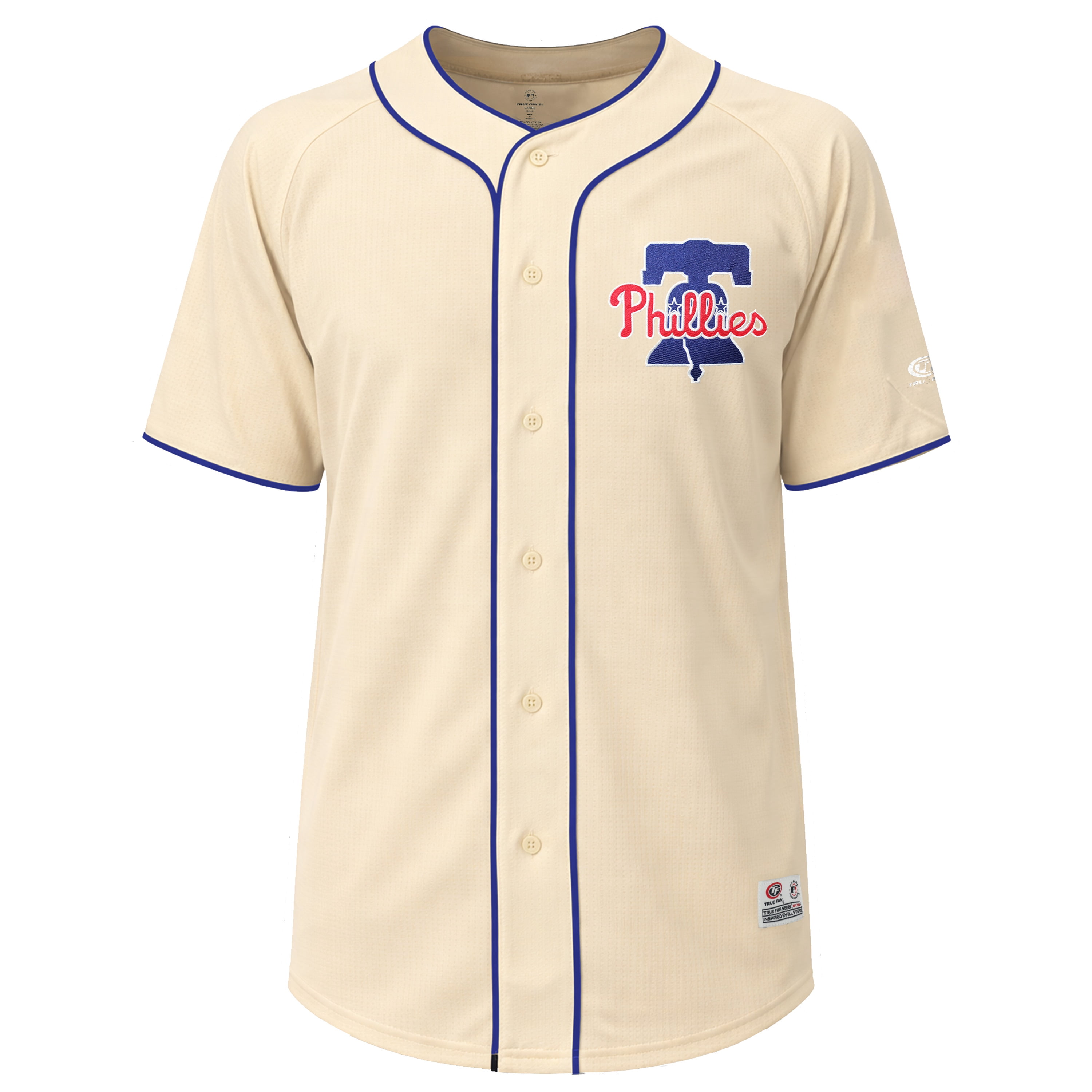 Philadelphia Phillies MLB Men's Full Button Jersey (Cream, Large) 0gf2p