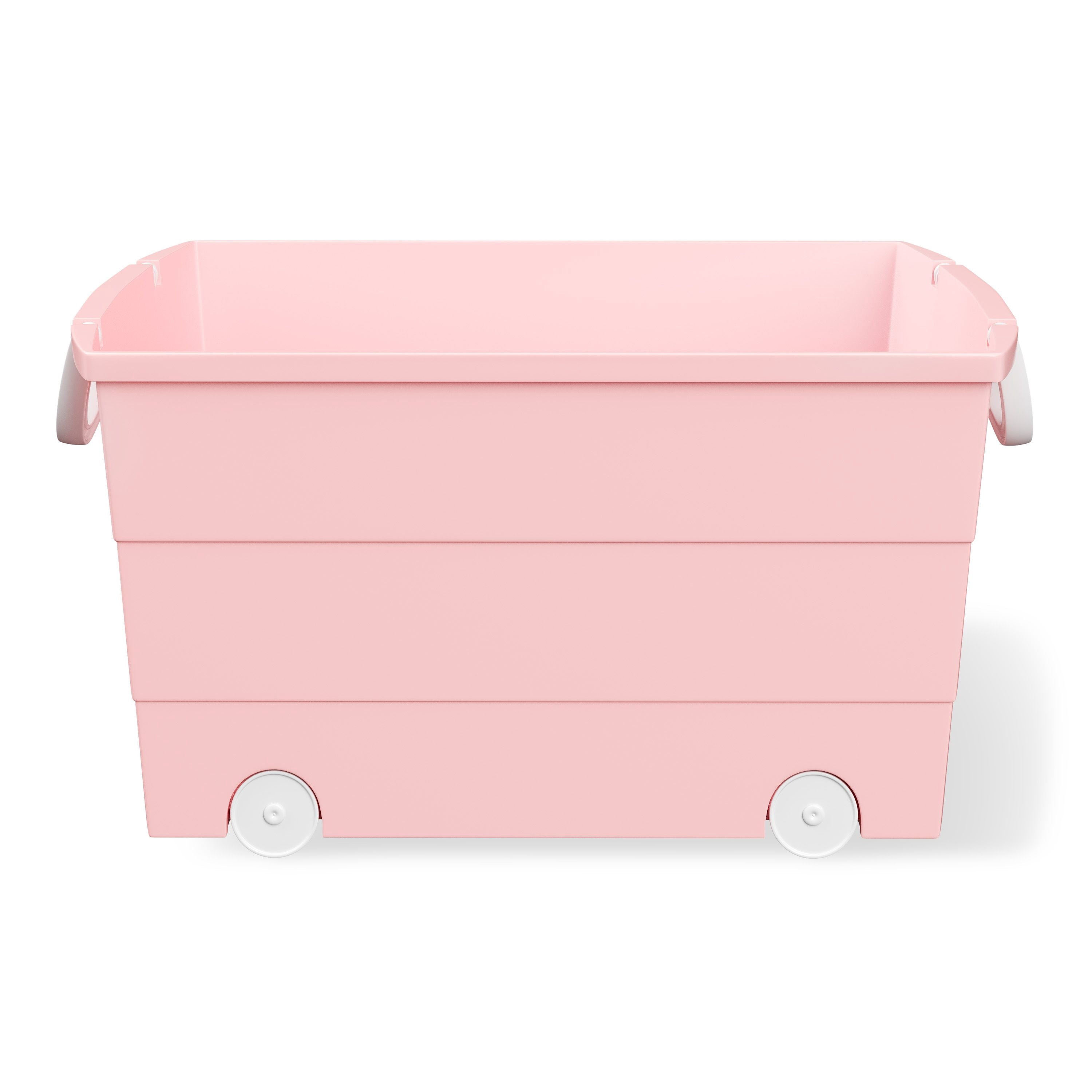 Mainstays Kids Large Rolling Toy Storage Basket with Handles (Pink, 16.25 in x 22 in x 11.25 in) a6j66