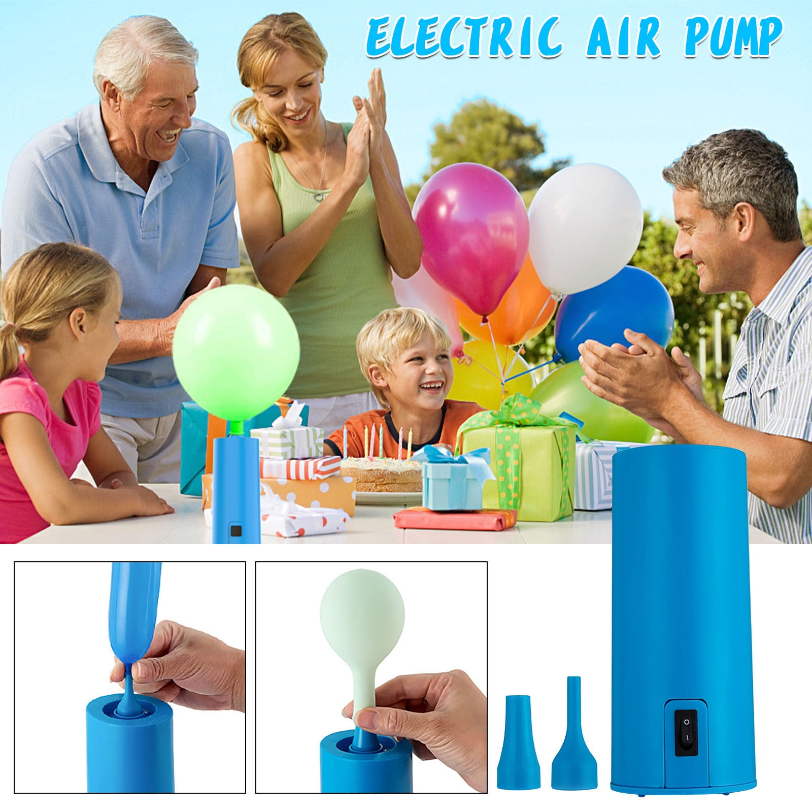 Ruroz Electric Balloon Pump, Portable Air Inflator for Party Decorations (White, 1 Unit) qj40a