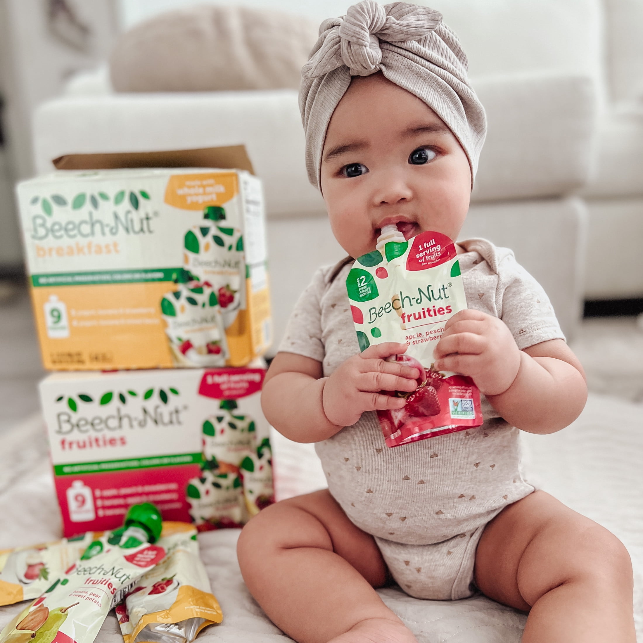 Beech-Nut Fruit & Yogurt Baby Food Pouches, Breakfast Variety Pack, Non-GMO Ingredients (3.5 oz, 9 Pack) 2xhk0