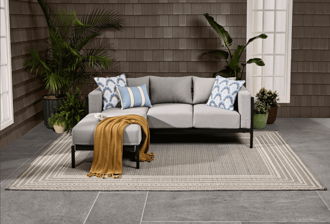 Better Homes & Gardens Marlow Outdoor 2pc Patio Sectional Set (Gray, 3-Seat Sofa with Ottoman) p266d