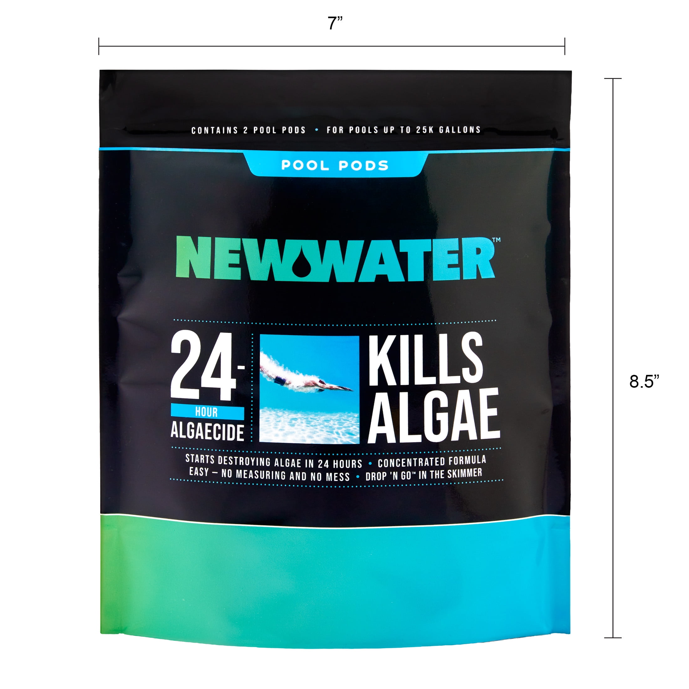 New Water Algaecide Pool Pods Dry Concentrated Algae Control (2-Pack, 12 oz) 2azji
